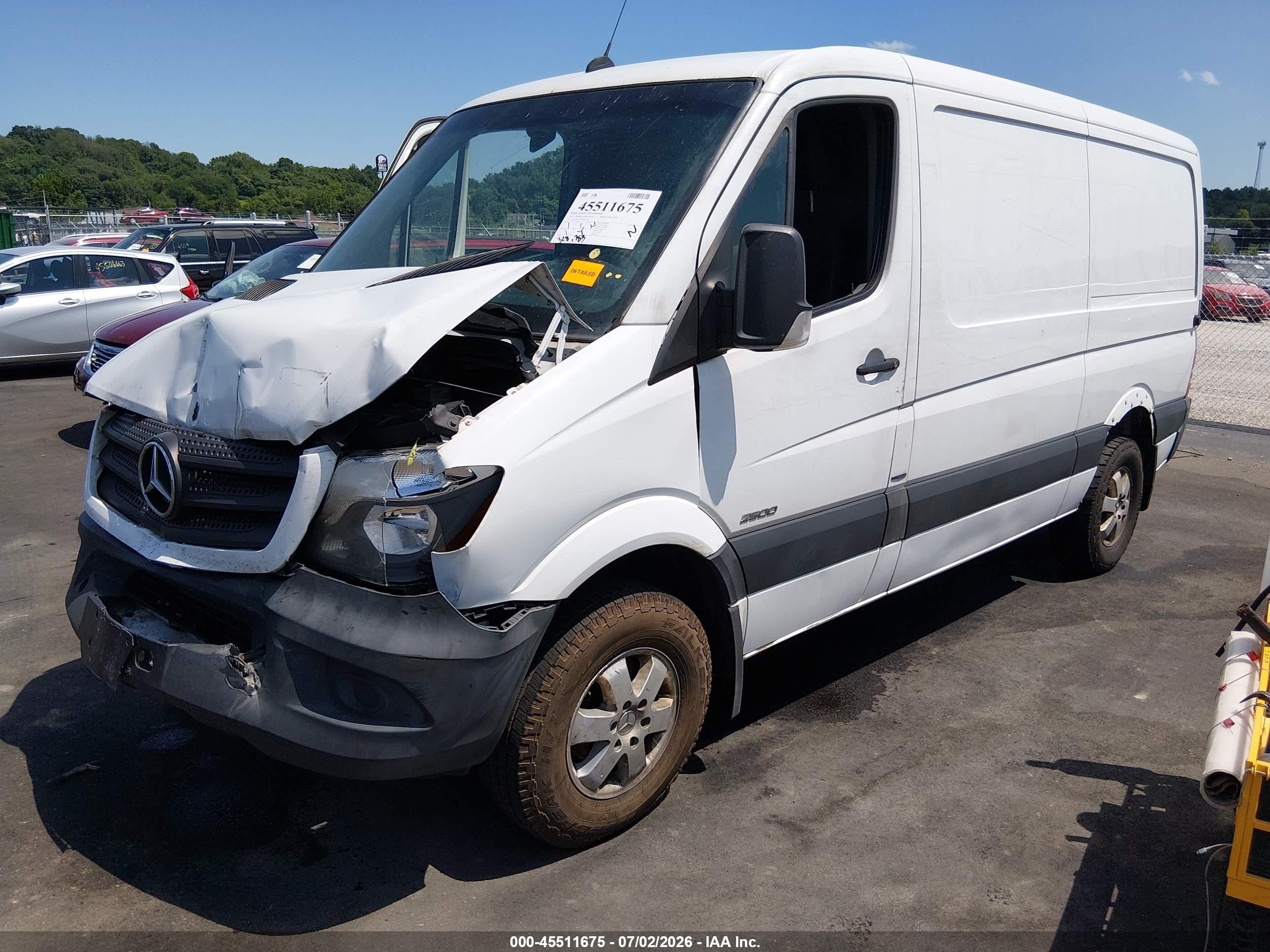 2015 Mercedes-benz Sprinter 2500 Normal Roof White vin: WD3PE7DC9F5993498
