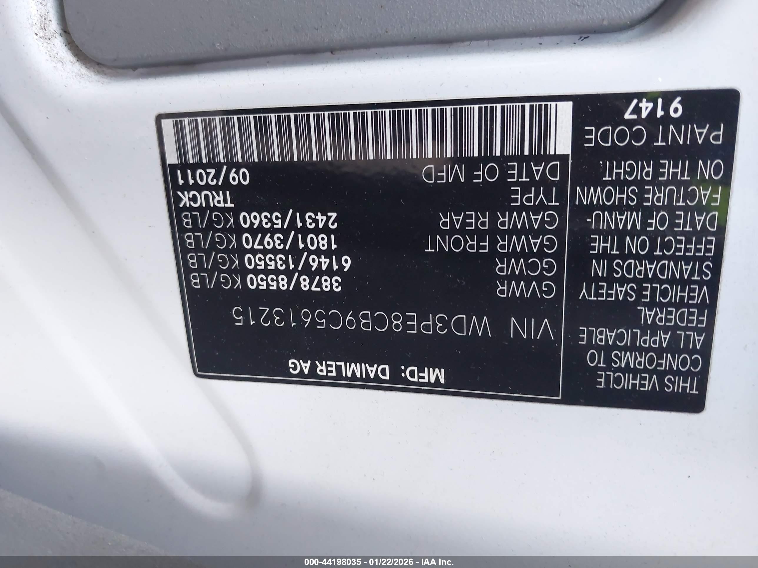 2012 Mercedes-benz Sprinter 2500 High Roof Pink vin: WD3PE8CB9C5613215