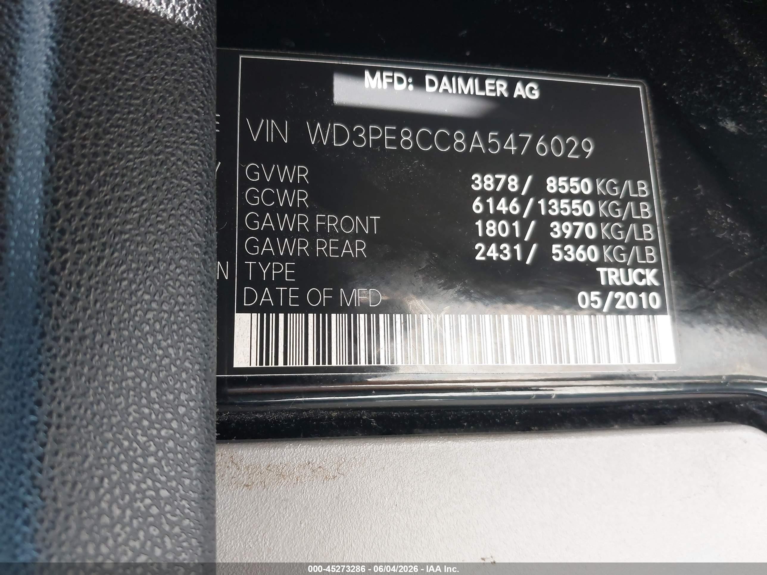 2010 Mercedes-benz Sprinter Van 2500 High Roof Black vin: WD3PE8CC8A5476029
