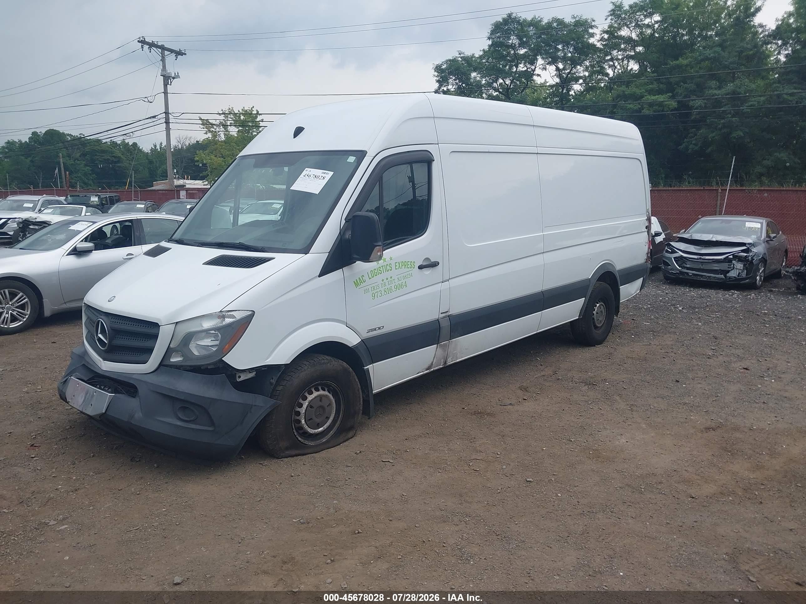 2014 Mercedes-benz Sprinter 2500 High Roof White vin: WD3PE8DC4E5910550