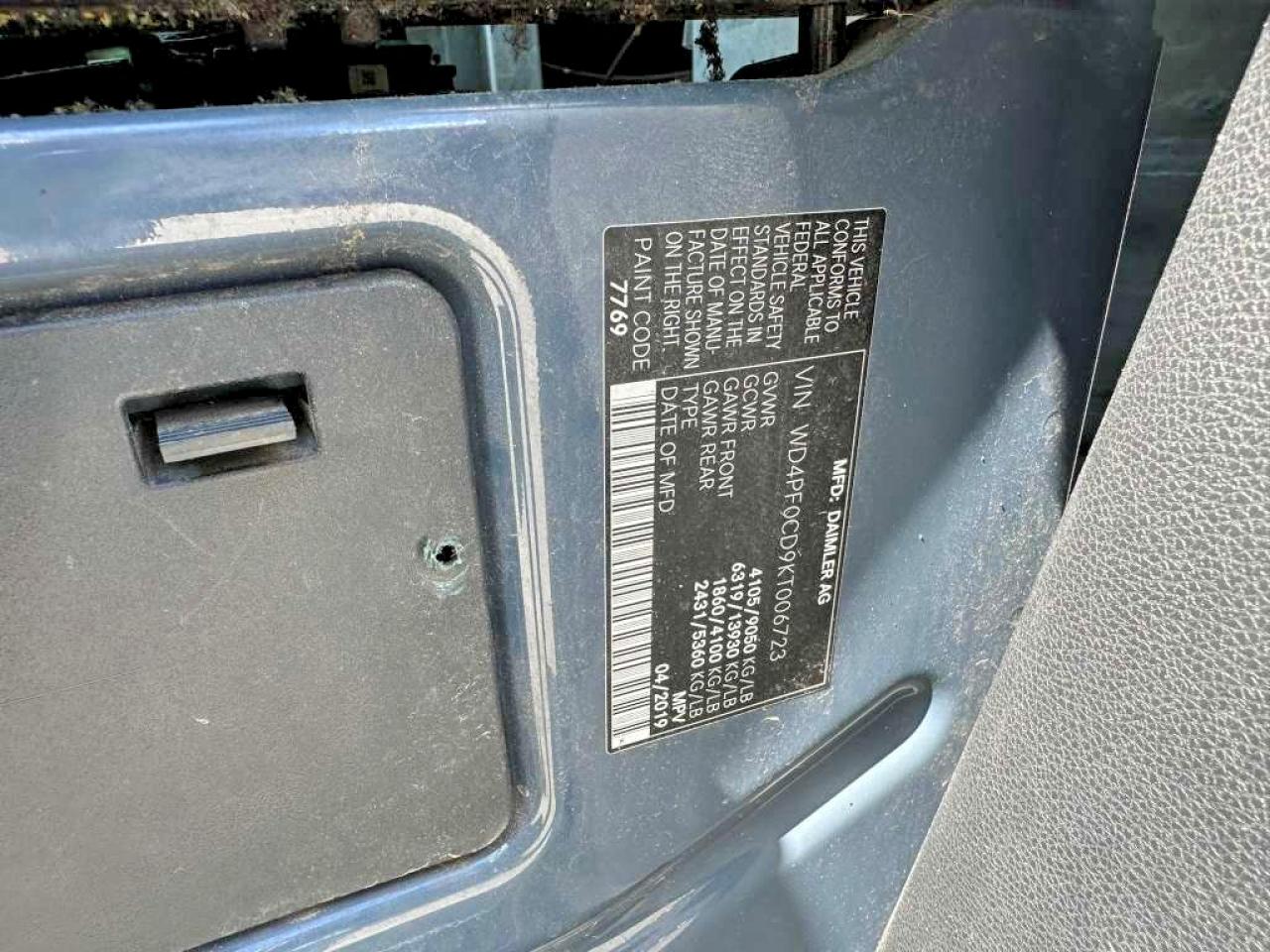 2019 Mercedes-benz Sprinter 2500 Серый vin: WD4PF0CD9KT006723