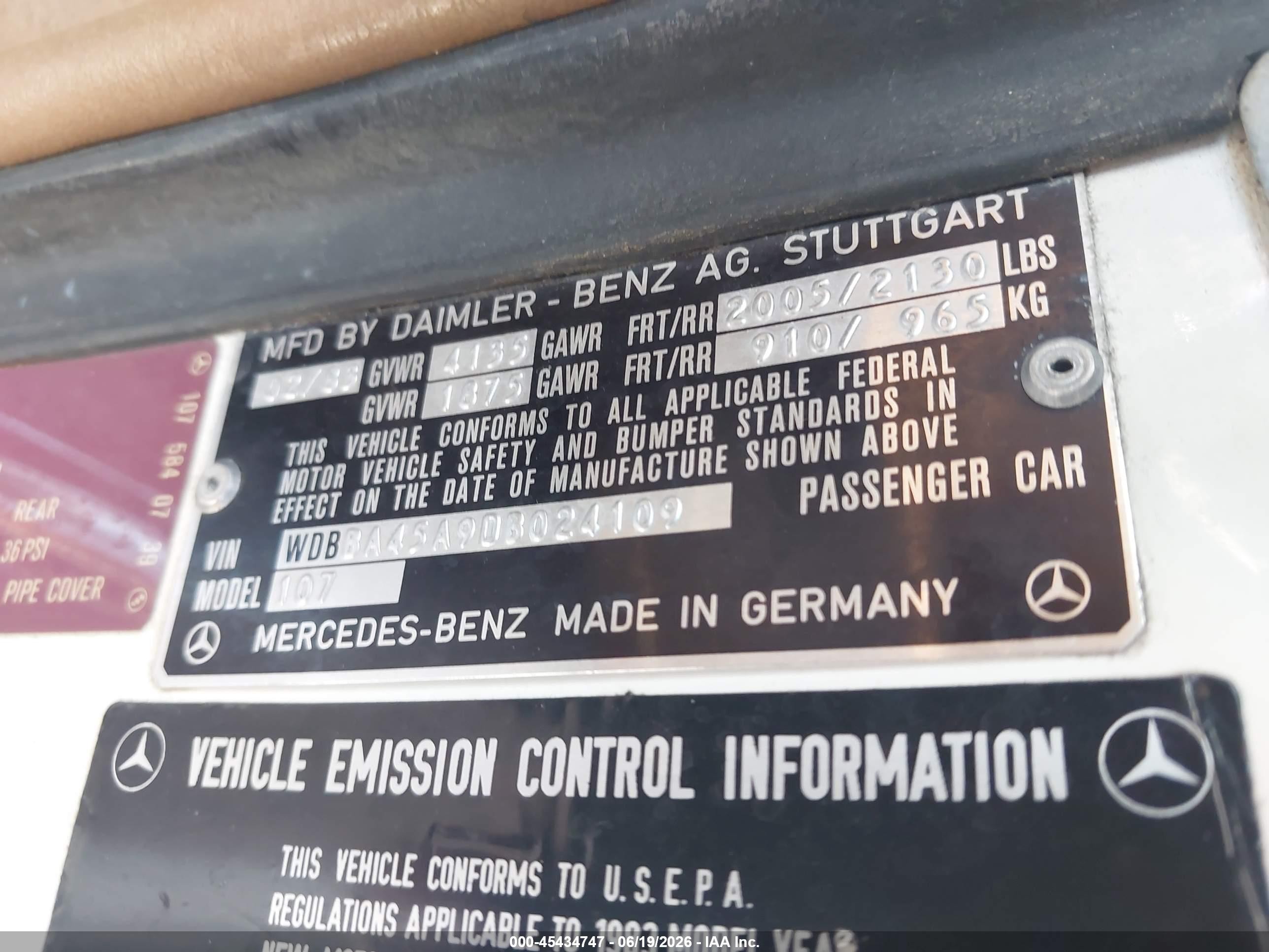 1983 Mercedes-benz 380 Sl White vin: WDBBA45A9DB024109