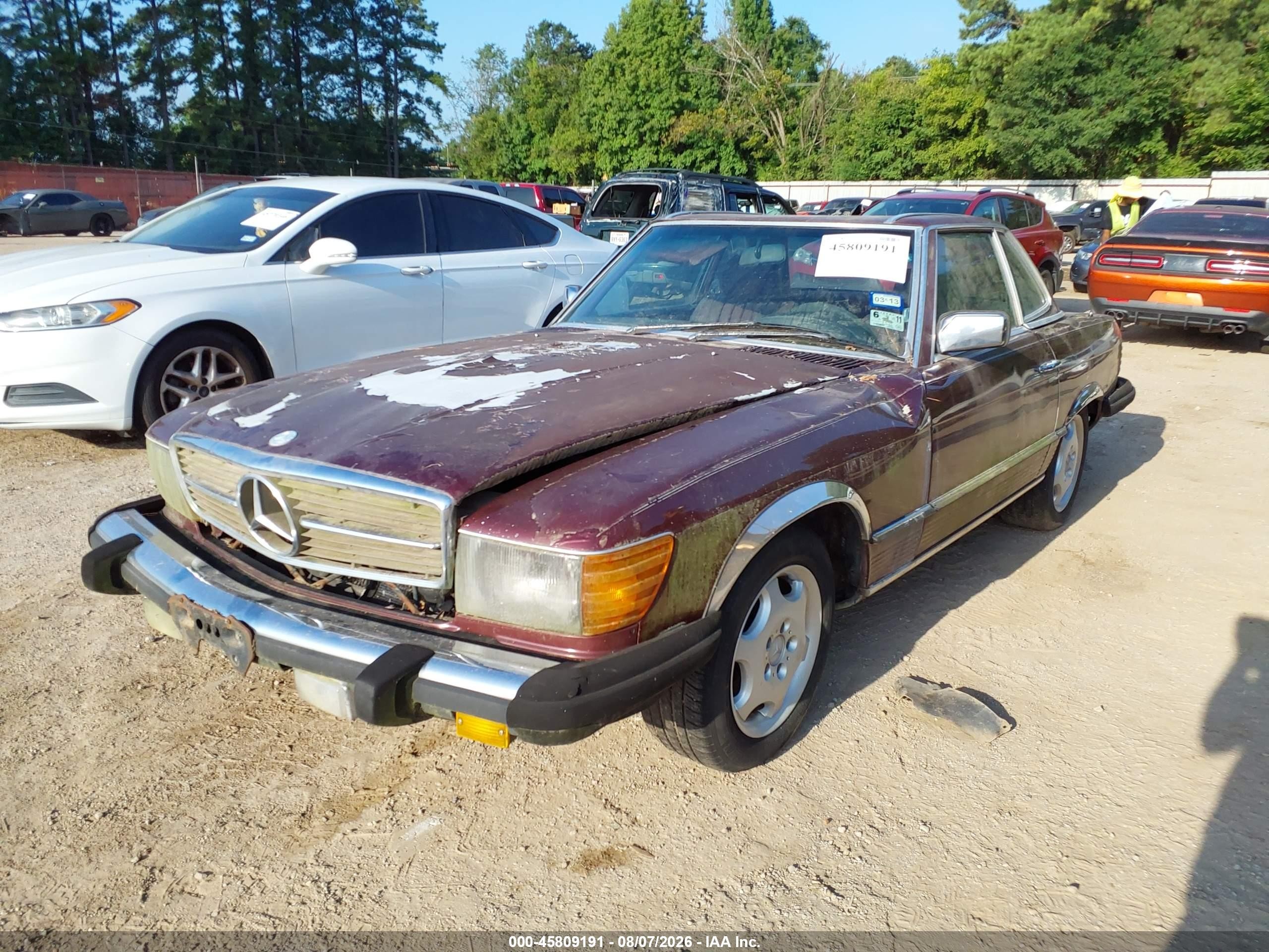 1985 Mercedes-benz 380 Sl Red vin: WDBBA45C6FA017161
