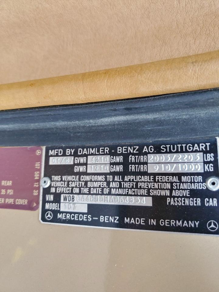 1987 Mercedes-benz 560 Sl Tan vin: WDBBA48D0HA064354