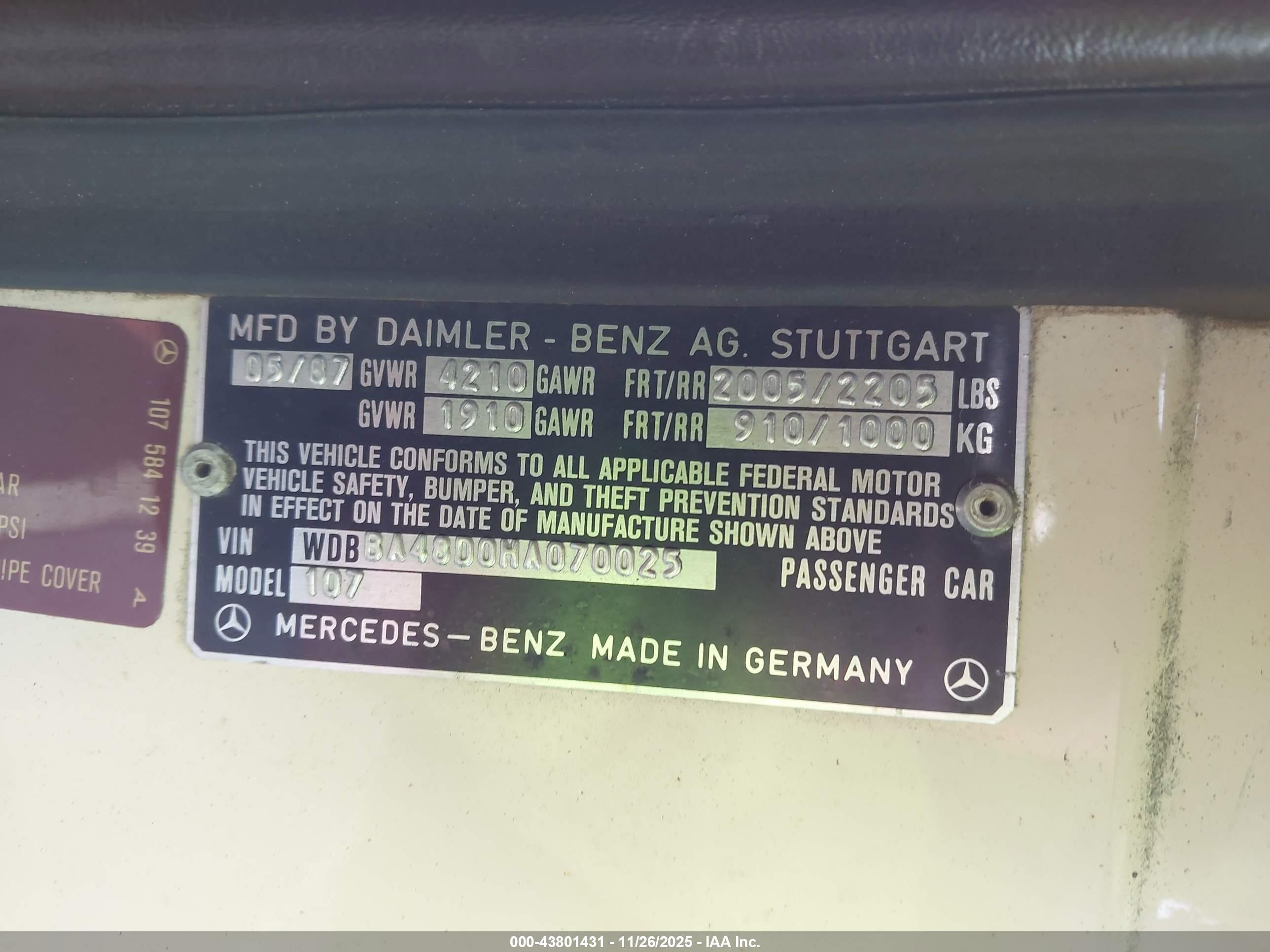 1987 Mercedes-benz 560 Sl Cream vin: WDBBA48D0HA070025