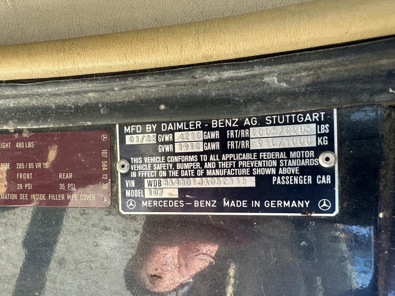 1988 Mercedes-benz 560 Sl Gray vin: WDBBA48D1JA082318