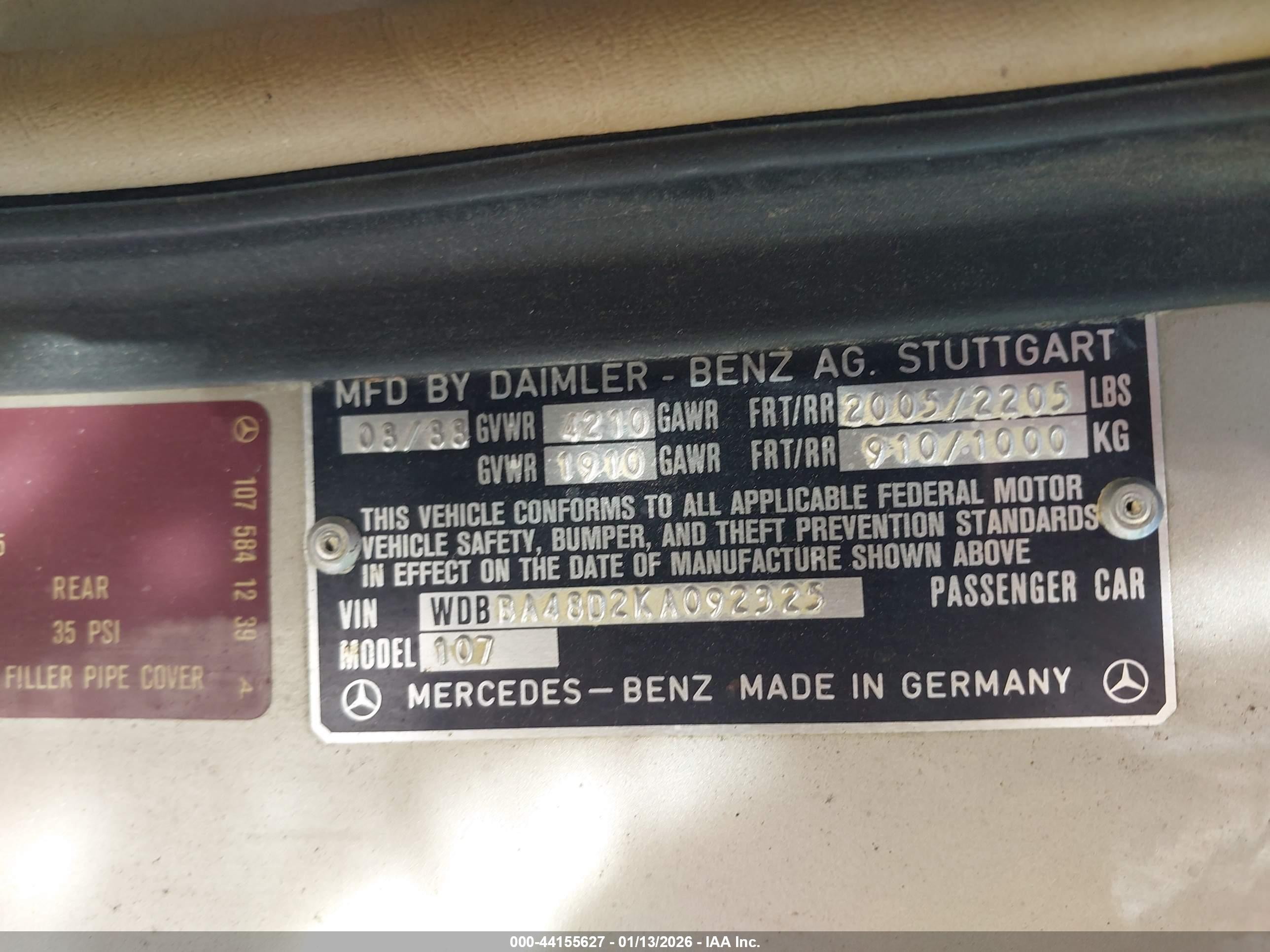 1989 Mercedes-benz 560 Sl Gold vin: WDBBA48D2KA092325