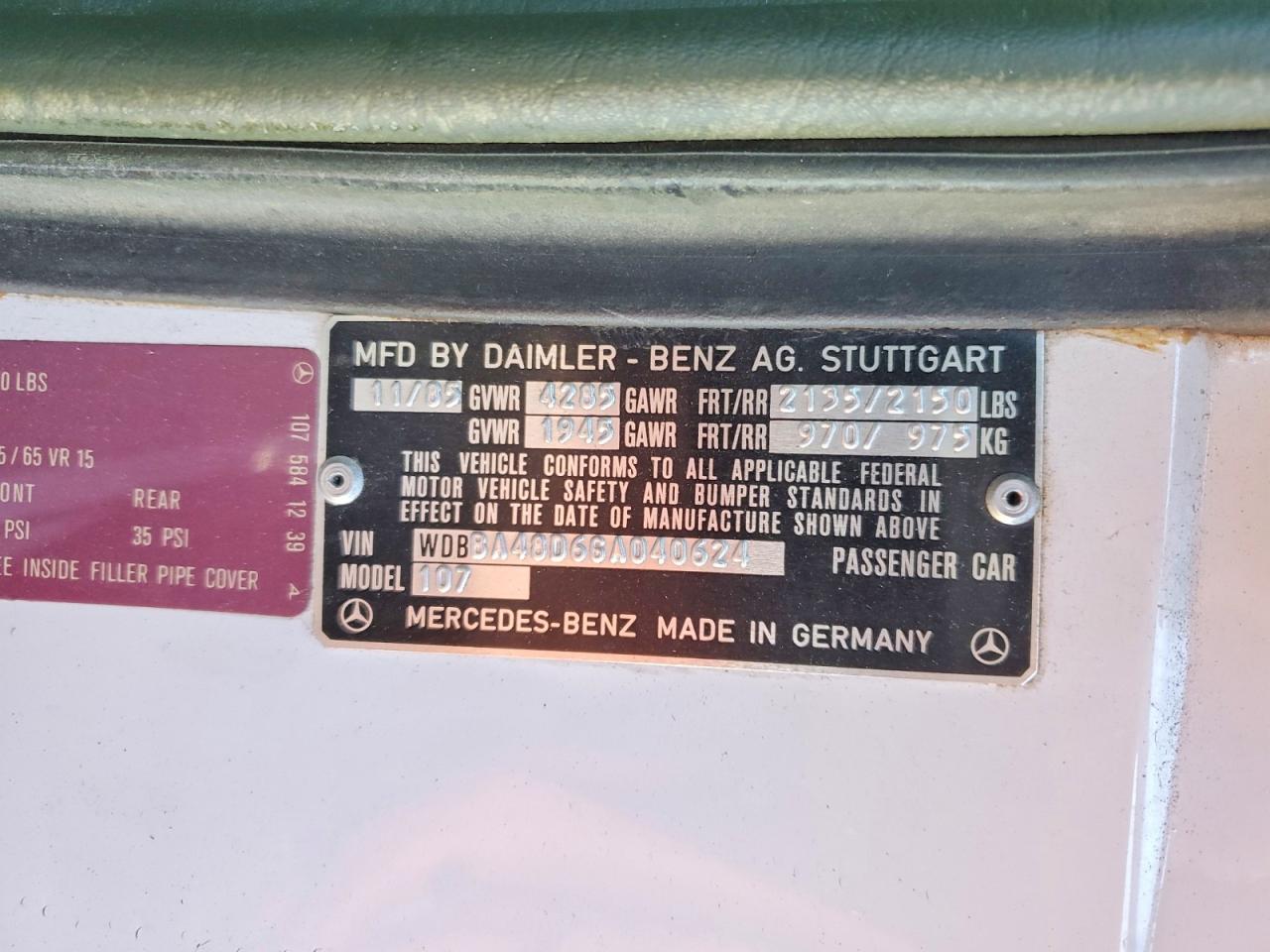 1986 Mercedes-benz 560 Sl White vin: WDBBA48D6GA040624