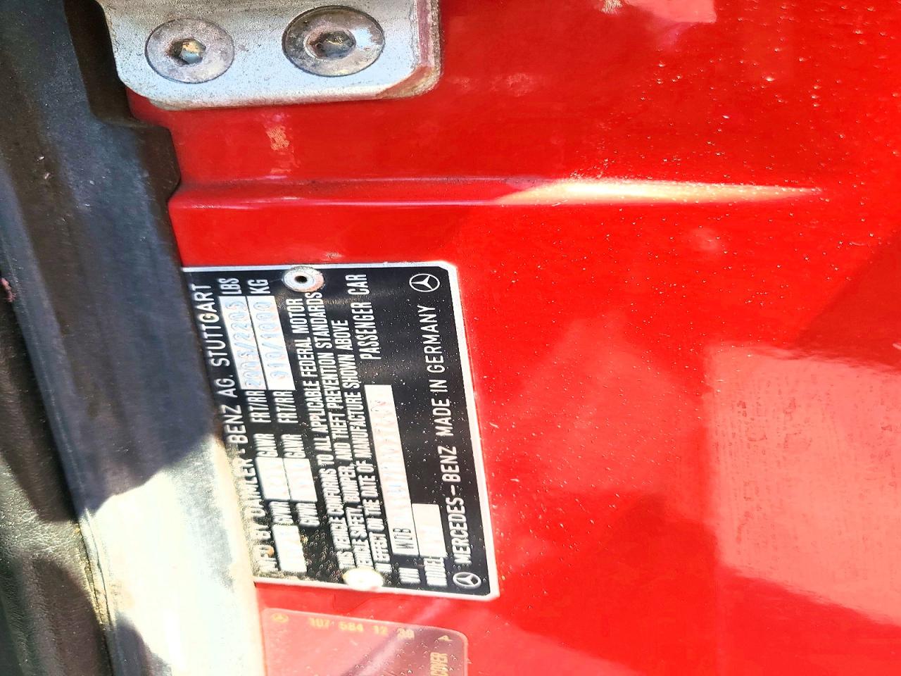 1987 Mercedes-benz 560 Sl Red vin: WDBBA48D7HA057689