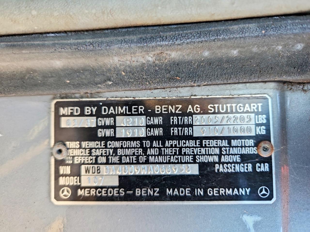 1987 Mercedes-benz 560 Sl Gray vin: WDBBA48D9HA066958