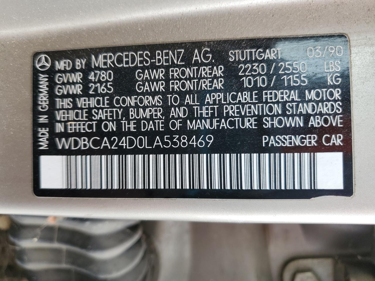 1990 Mercedes-benz 300 Se Tan vin: WDBCA24D0LA538469