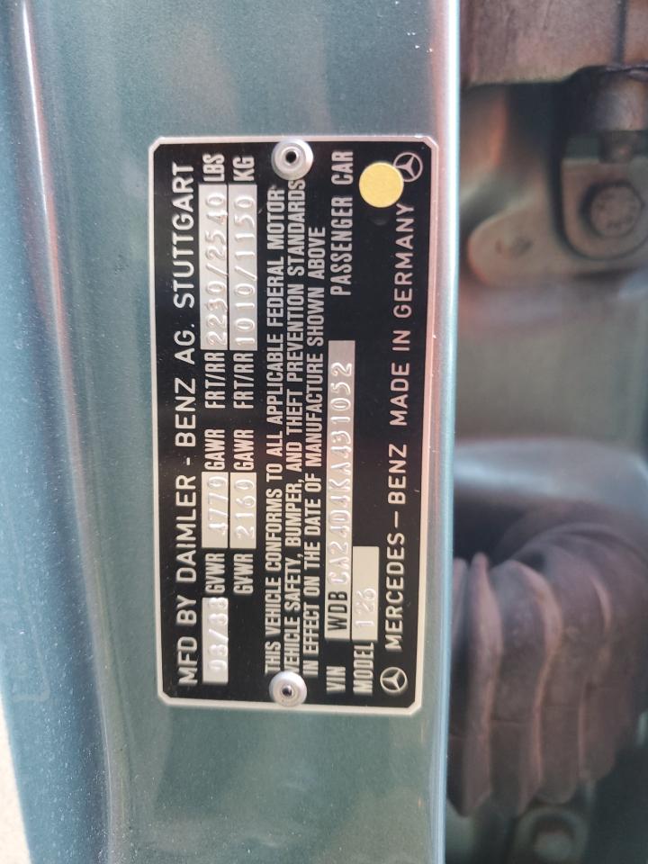 1989 Mercedes-benz 300 Se Бирюзовый vin: WDBCA24D4KA431052