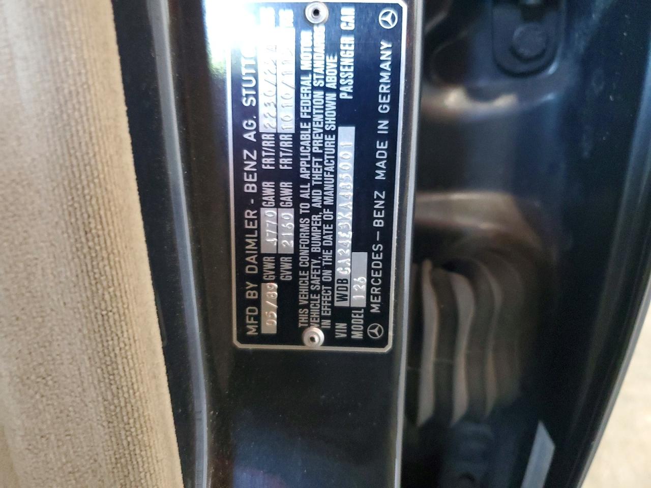 1989 Mercedes-benz 300 Se Black vin: WDBCA24E3KA485001