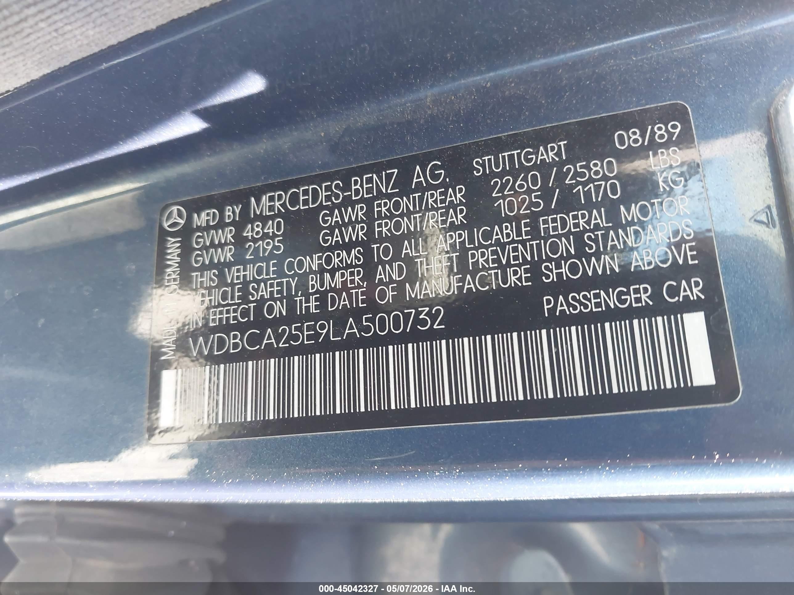 1990 Mercedes-benz 300 Sel Синий vin: WDBCA25E9LA500732