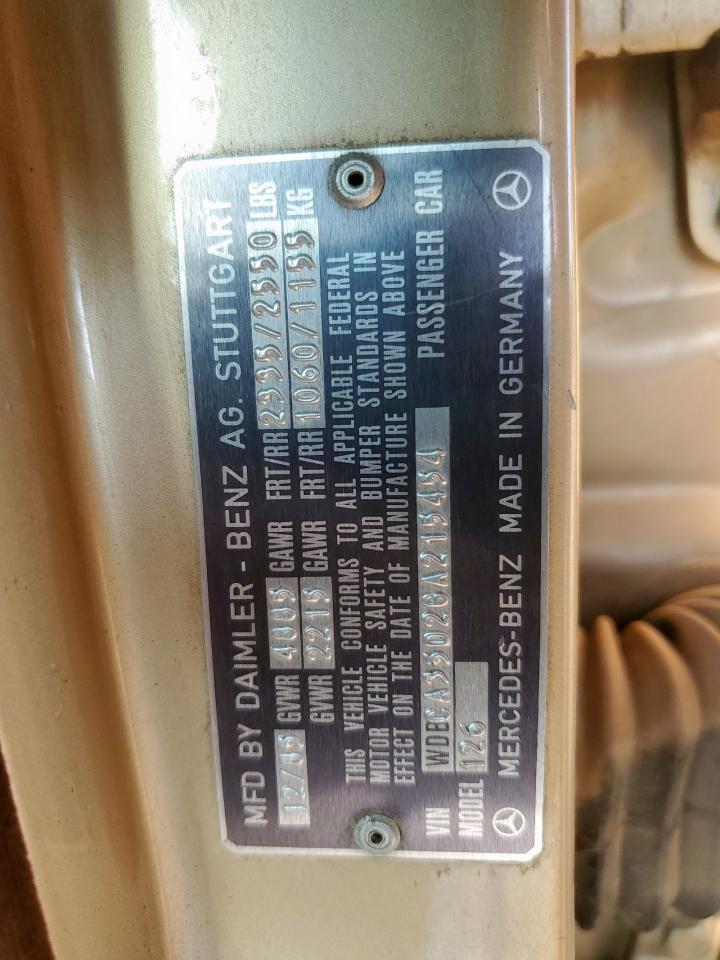 1986 Mercedes-benz 420 Sel Gold vin: WDBCA35D2GA215454