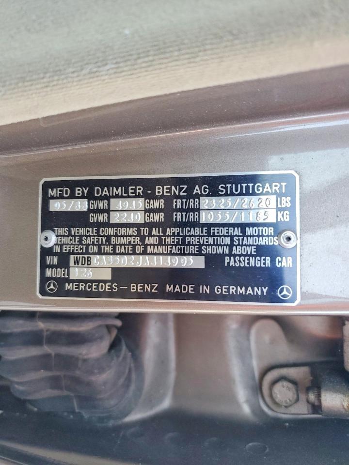 1988 Mercedes-benz 420 Sel Tan vin: WDBCA35D2JA414995