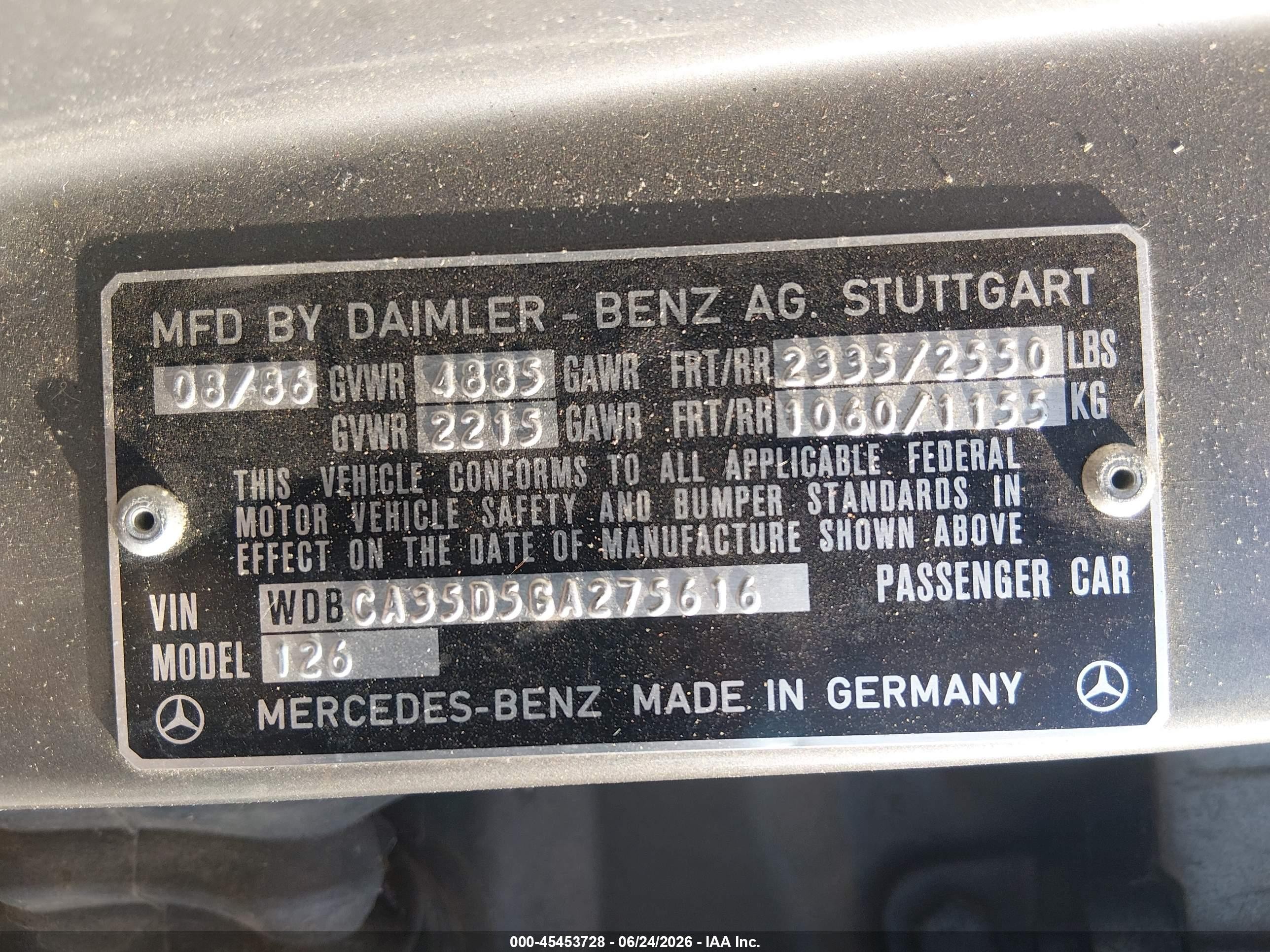 1986 Mercedes-benz 420 Sel Gray vin: WDBCA35D5GA275616