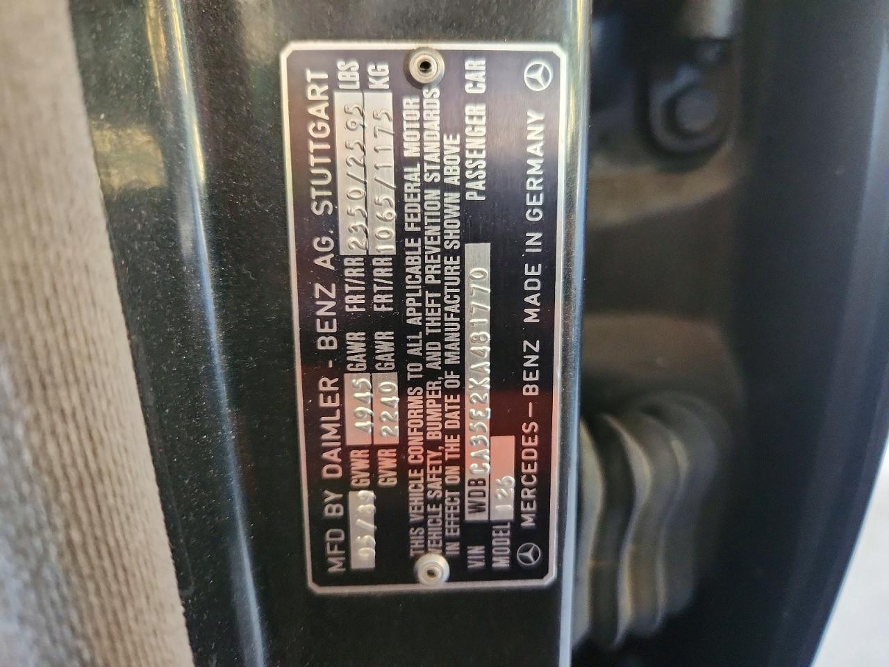 1989 Mercedes-benz 420 Sel Charcoal vin: WDBCA35E2KA481770