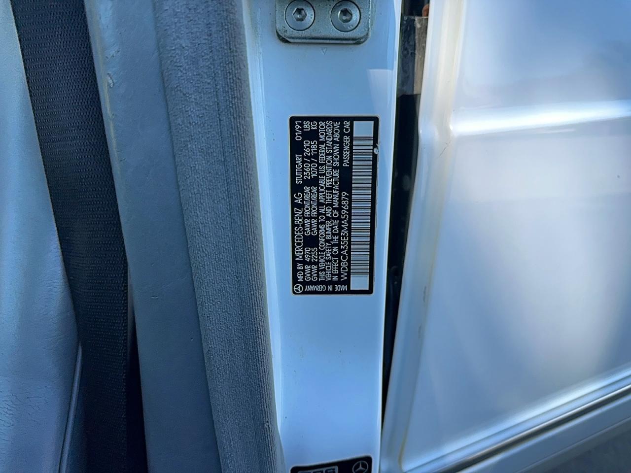 1991 Mercedes-benz 420 Sel White vin: WDBCA35E3MA596879