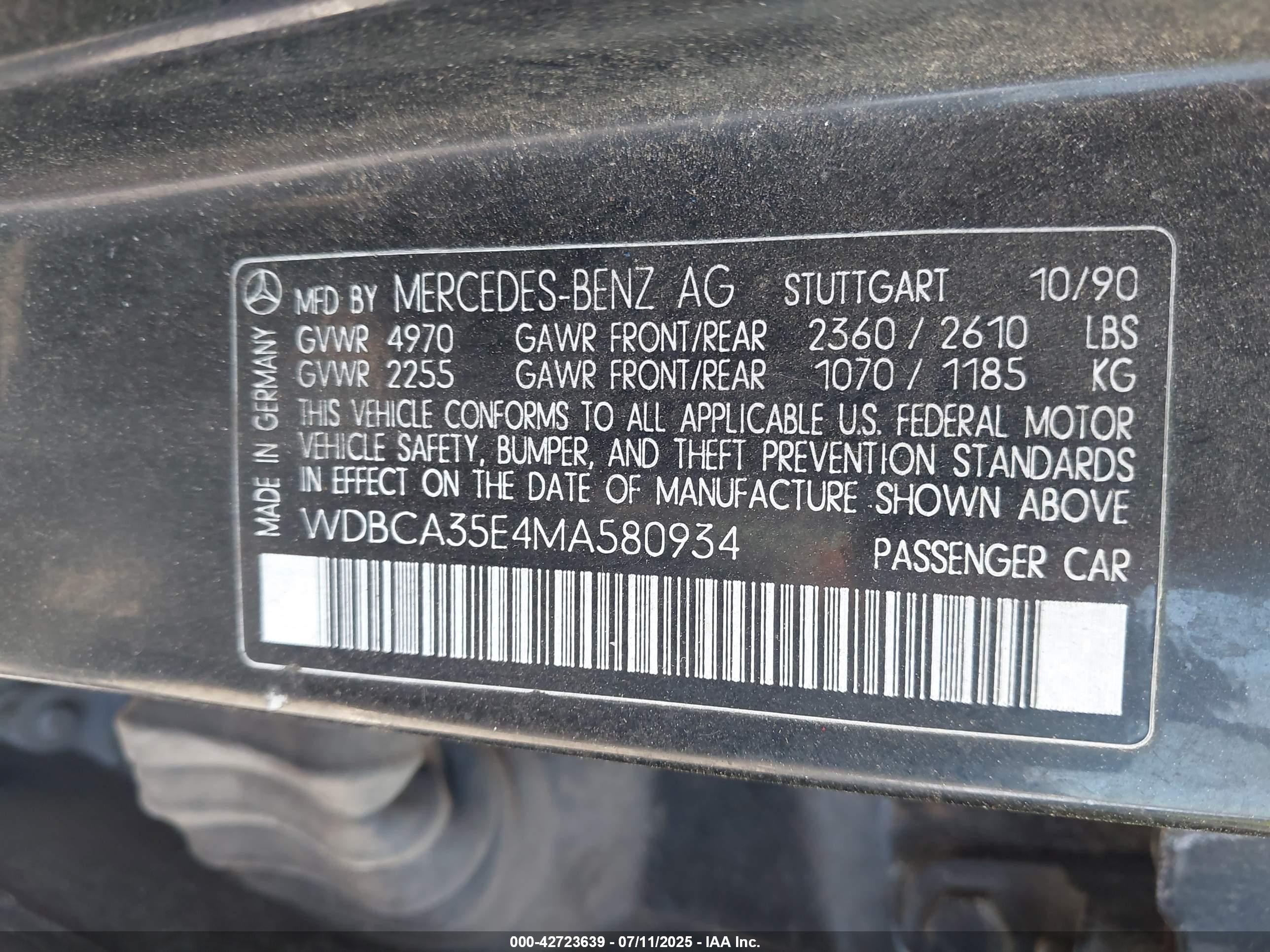 1991 Mercedes-benz 420 Sel Черный vin: WDBCA35E4MA580934