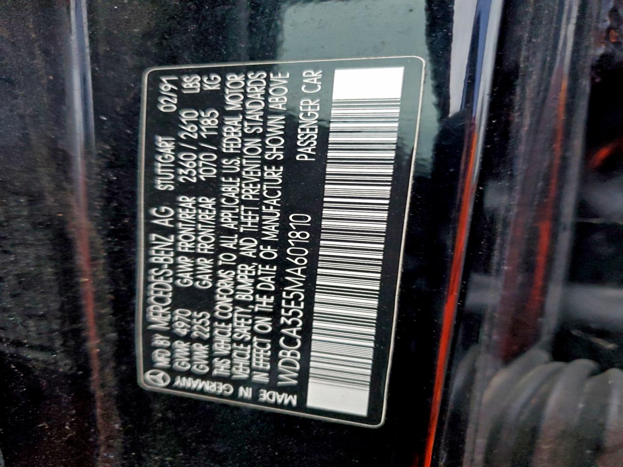 1991 Mercedes-benz 420 Sel Black vin: WDBCA35E5MA601810