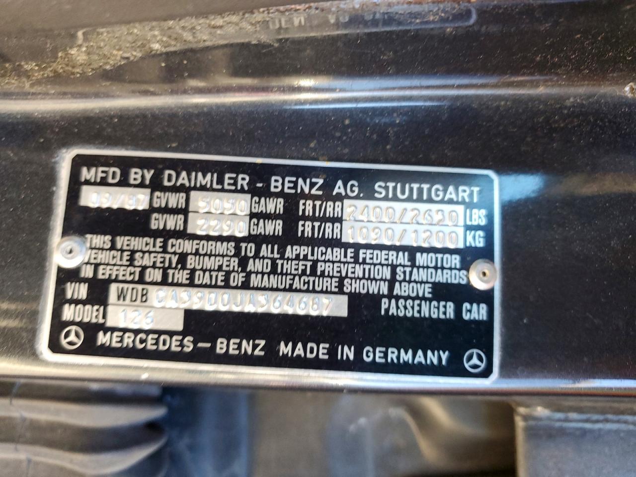 1988 Mercedes-benz 560 Sel Gray vin: WDBCA39D0JA364687