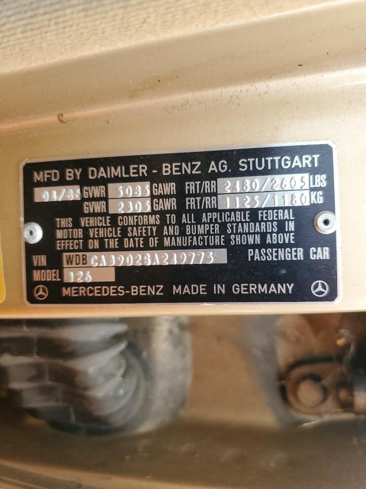 1986 Mercedes-benz 560 Sel Gold vin: WDBCA39D2GA249775