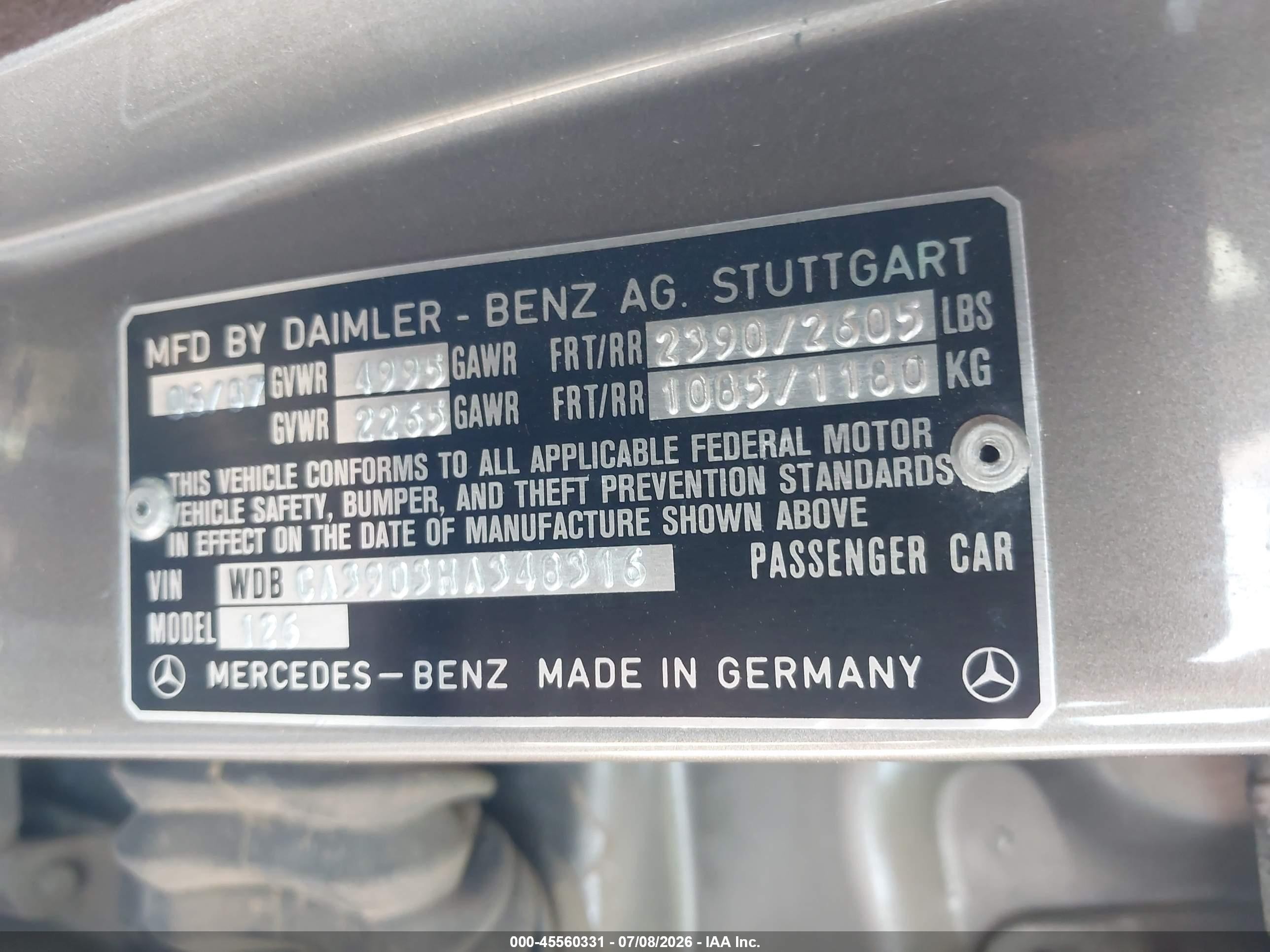 1987 Mercedes-benz 560 Sel Gold vin: WDBCA39D3HA348316