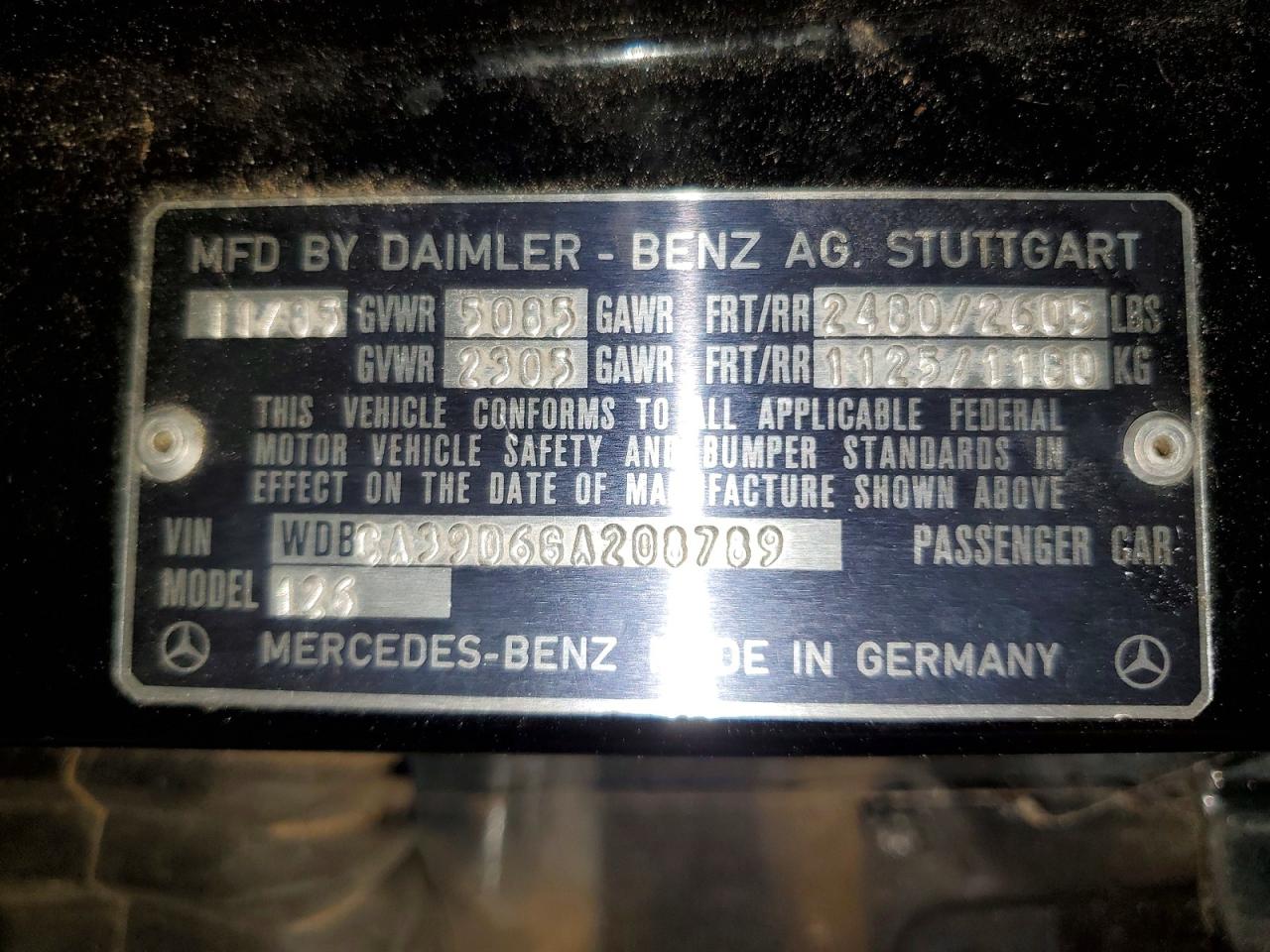 1986 Mercedes Benz 560 Sel Black vin: WDBCA39D6GA208789
