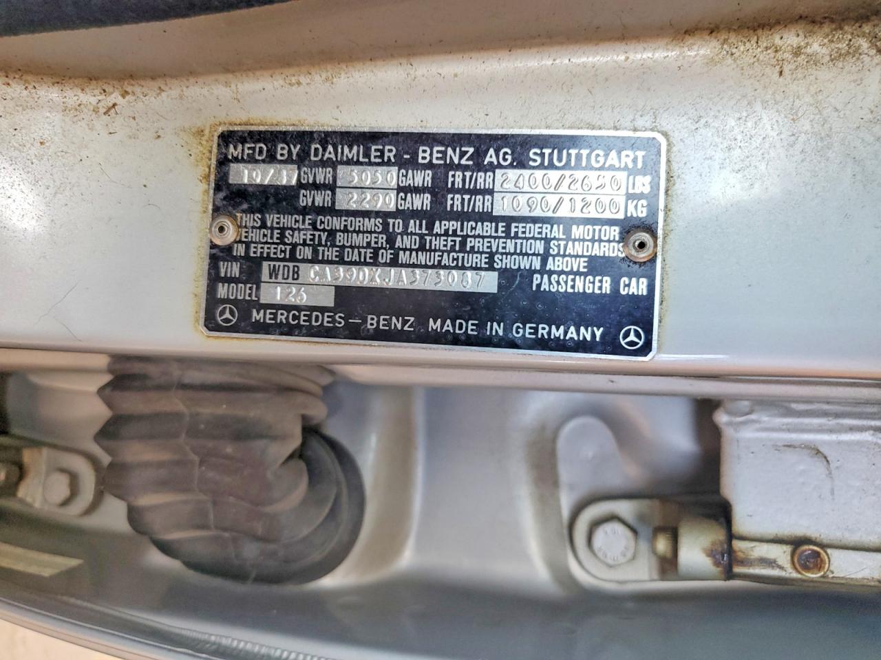 1988 Mercedes-benz 560 Sel Gray vin: WDBCA39DXJA373087