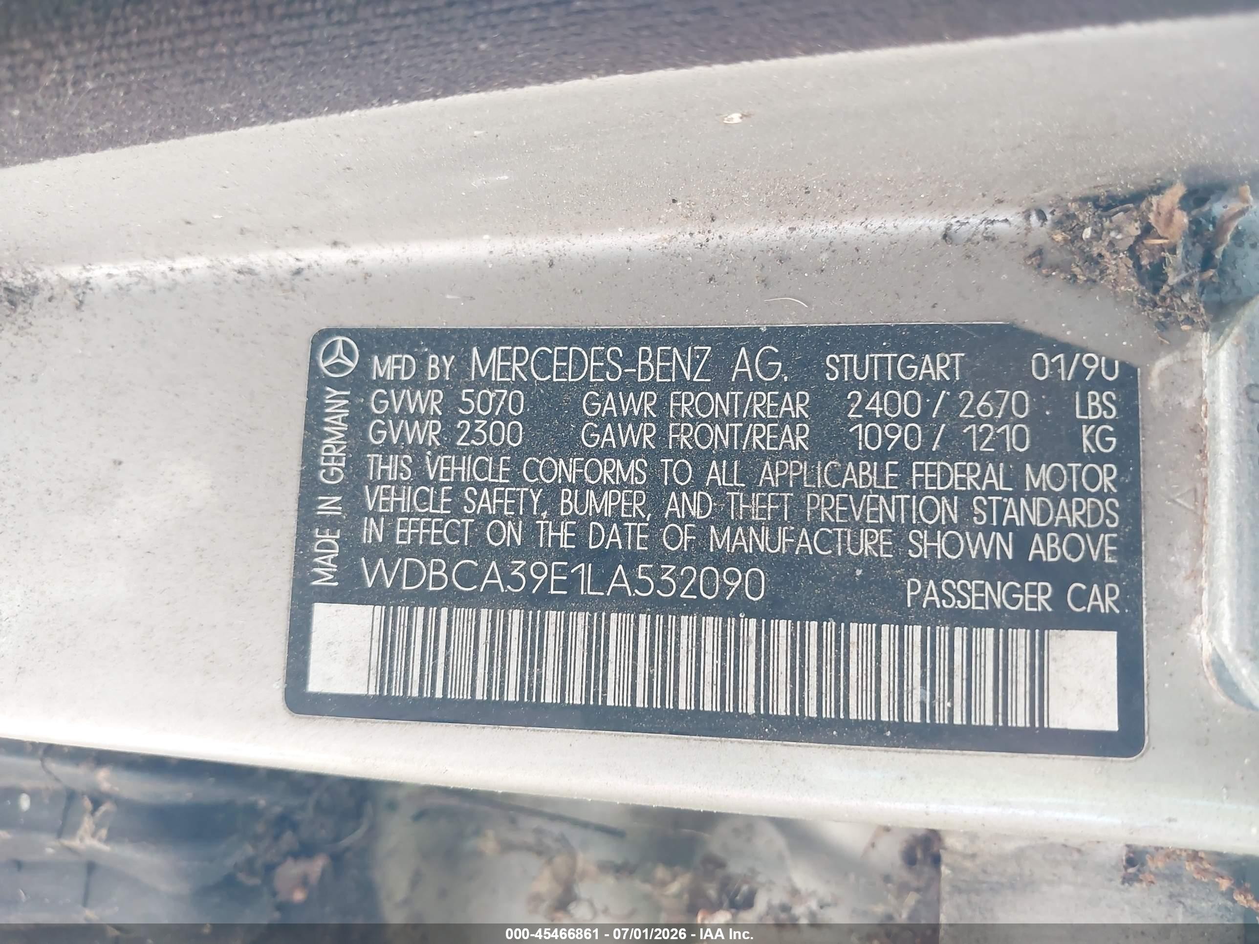 1990 Mercedes-benz 560 Sel Champagne vin: WDBCA39E1LA532090