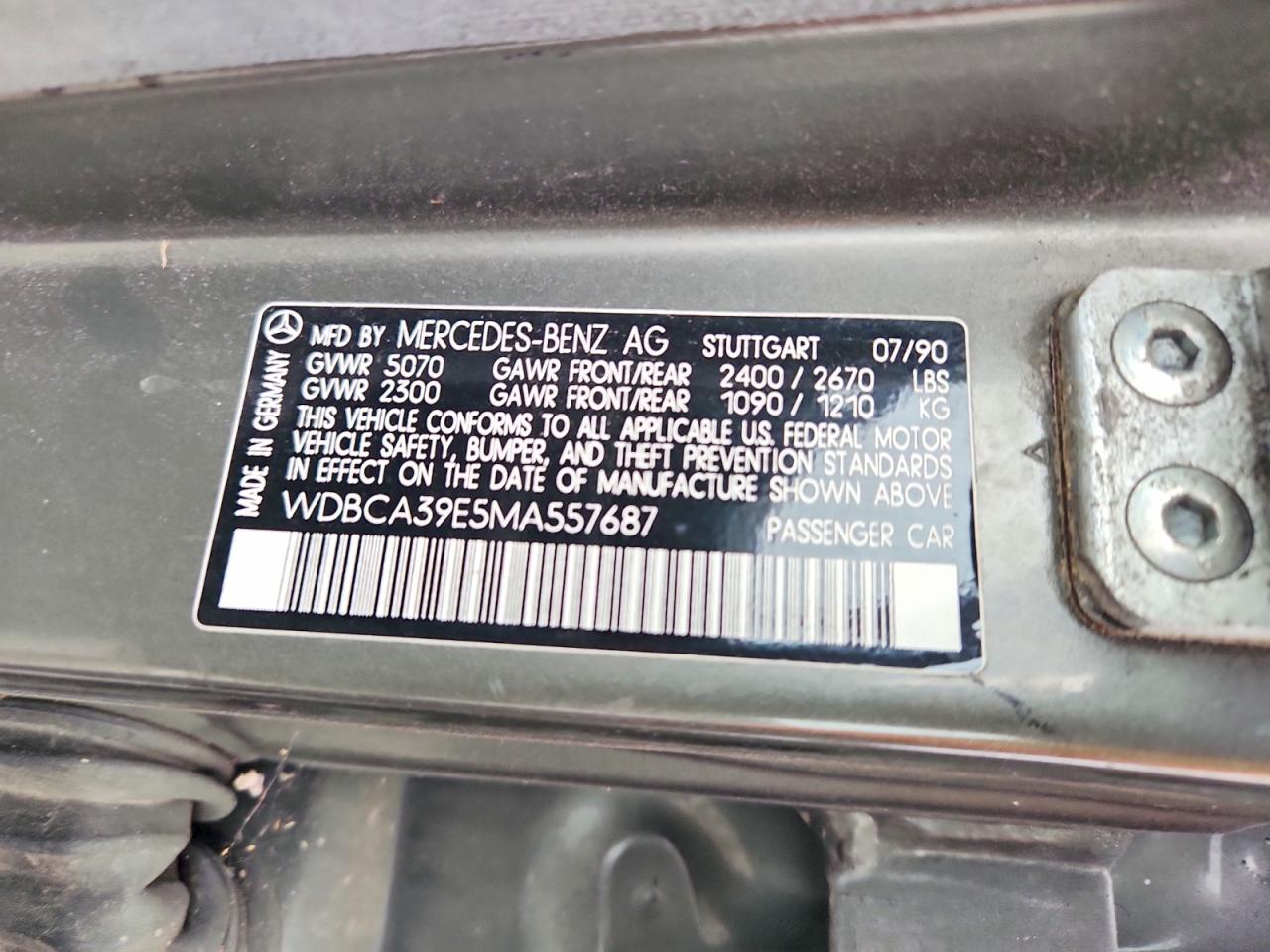 1991 Mercedes-benz 560 Sel Gray vin: WDBCA39E5MA557687