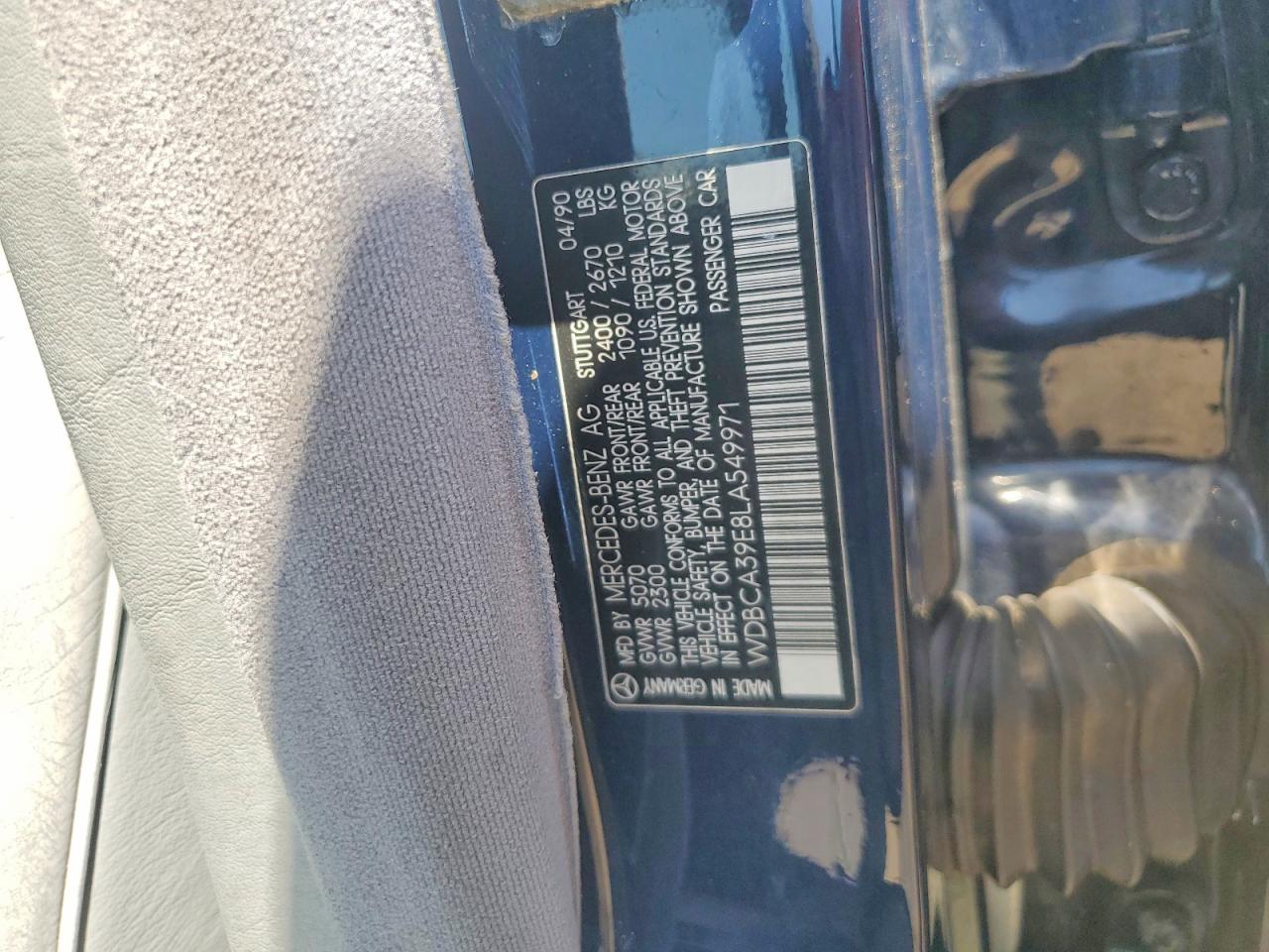 1990 Mercedes-benz 560 Sel Blue vin: WDBCA39E8LA549971