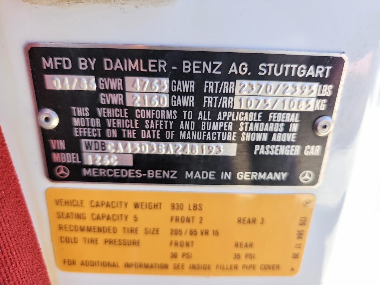 1986 Mercedes-benz 560 Sec White vin: WDBCA45D3GA248193