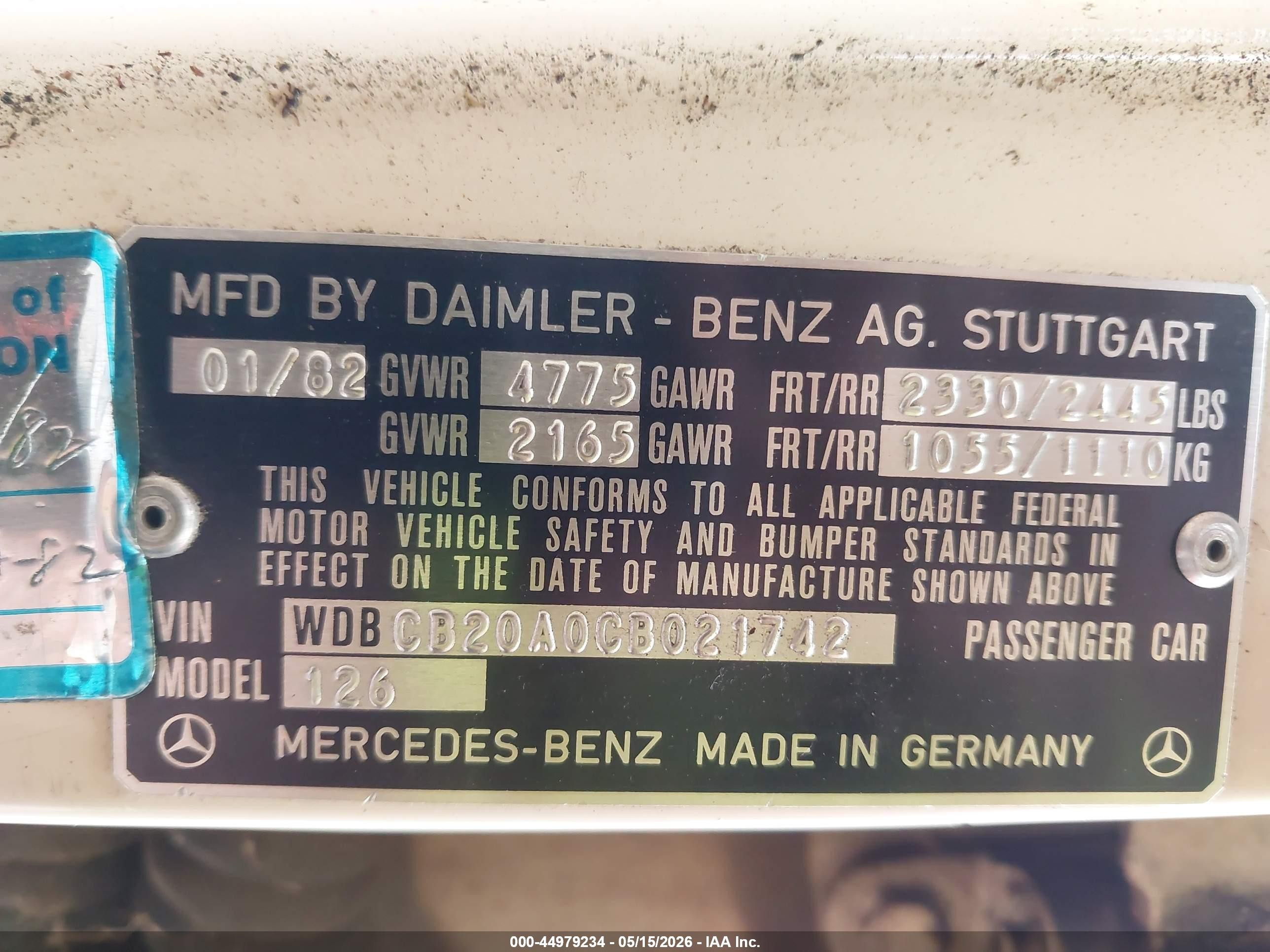 1982 Mercedes-benz 300 Sd Cream vin: WDBCB20A0CB021742