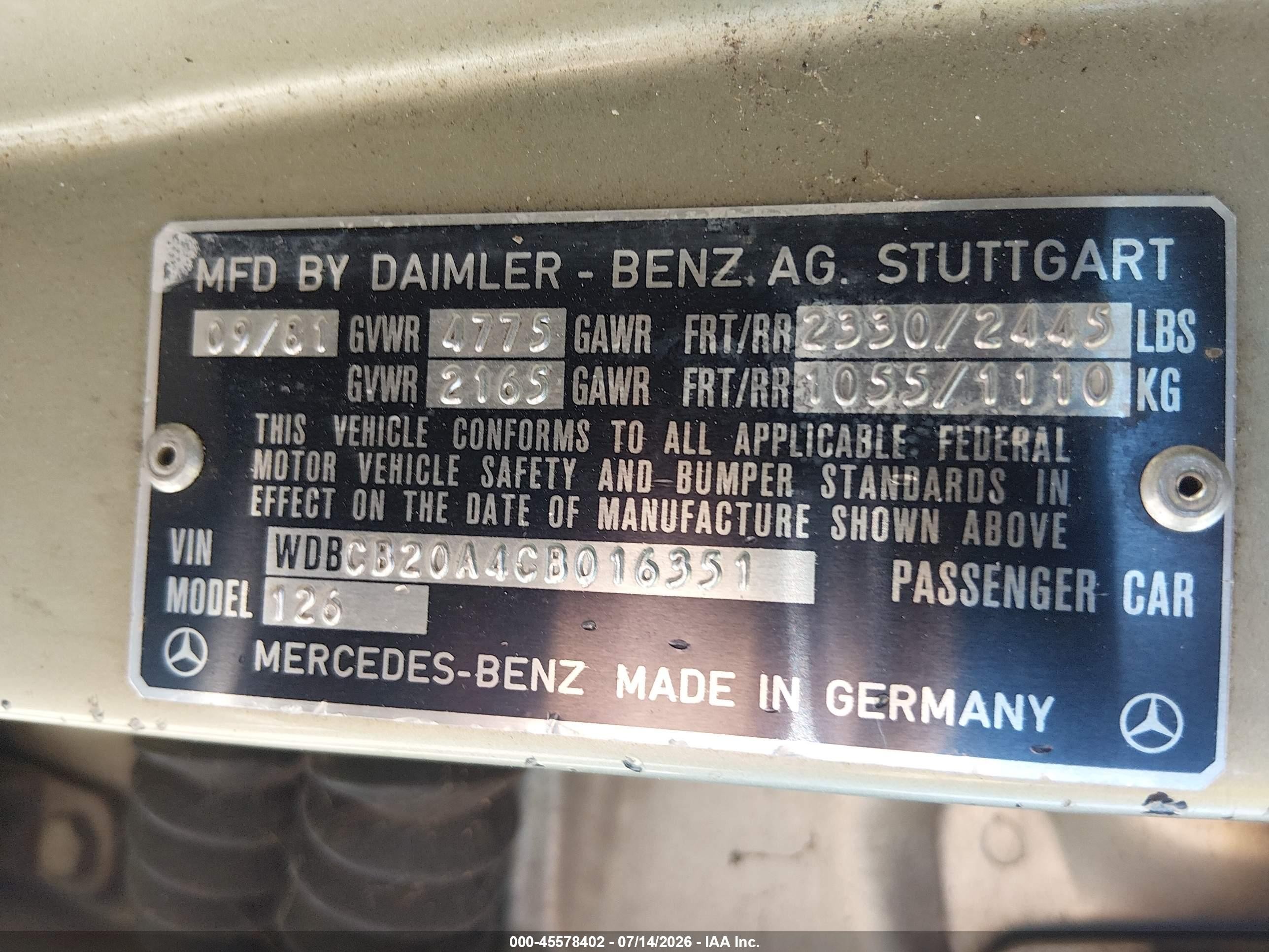 1982 Mercedes-benz 300 Sd Tan vin: WDBCB20A4CB016351