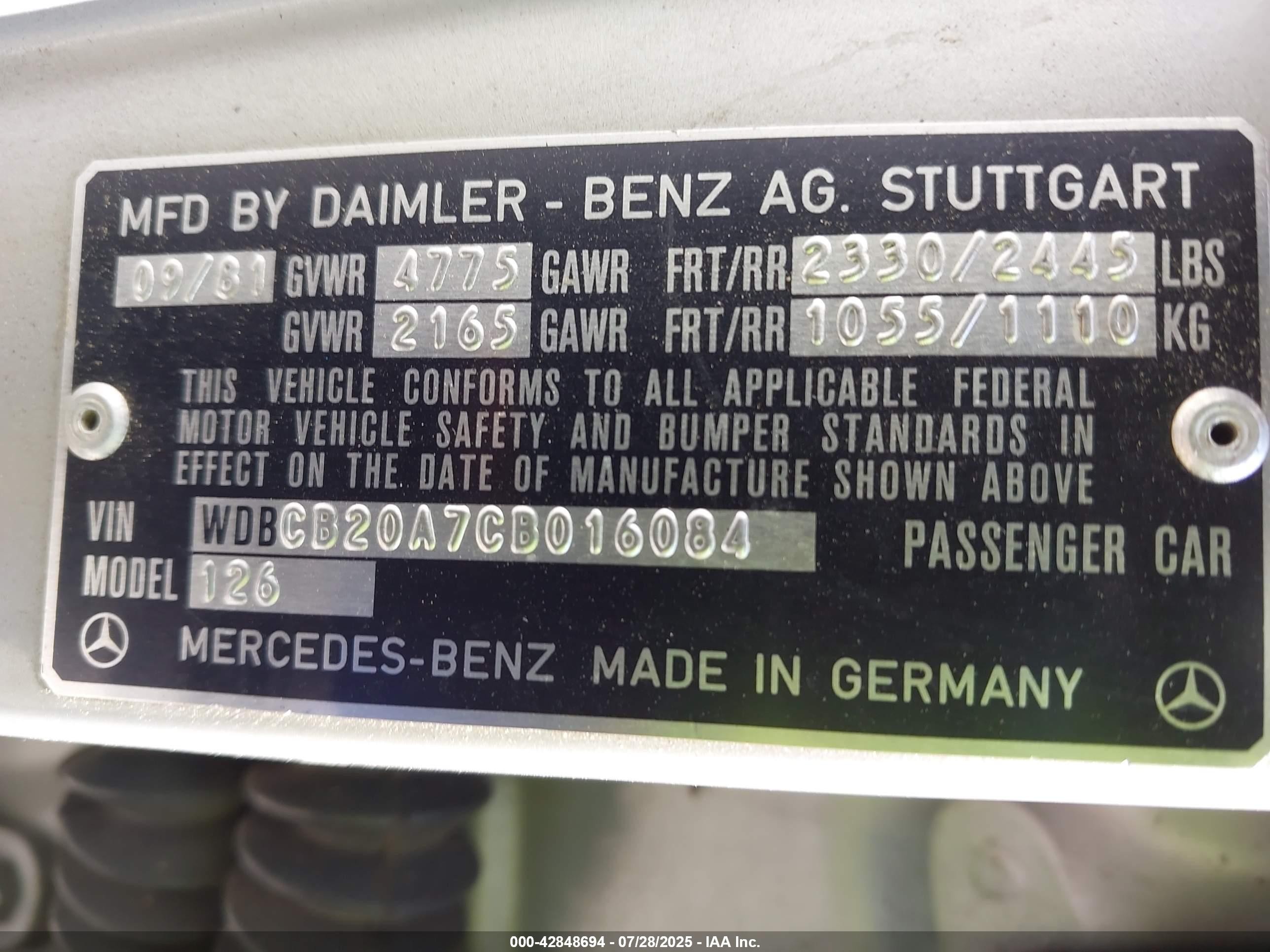 1982 Mercedes-benz 300 Sd Silver vin: WDBCB20A7CB016084