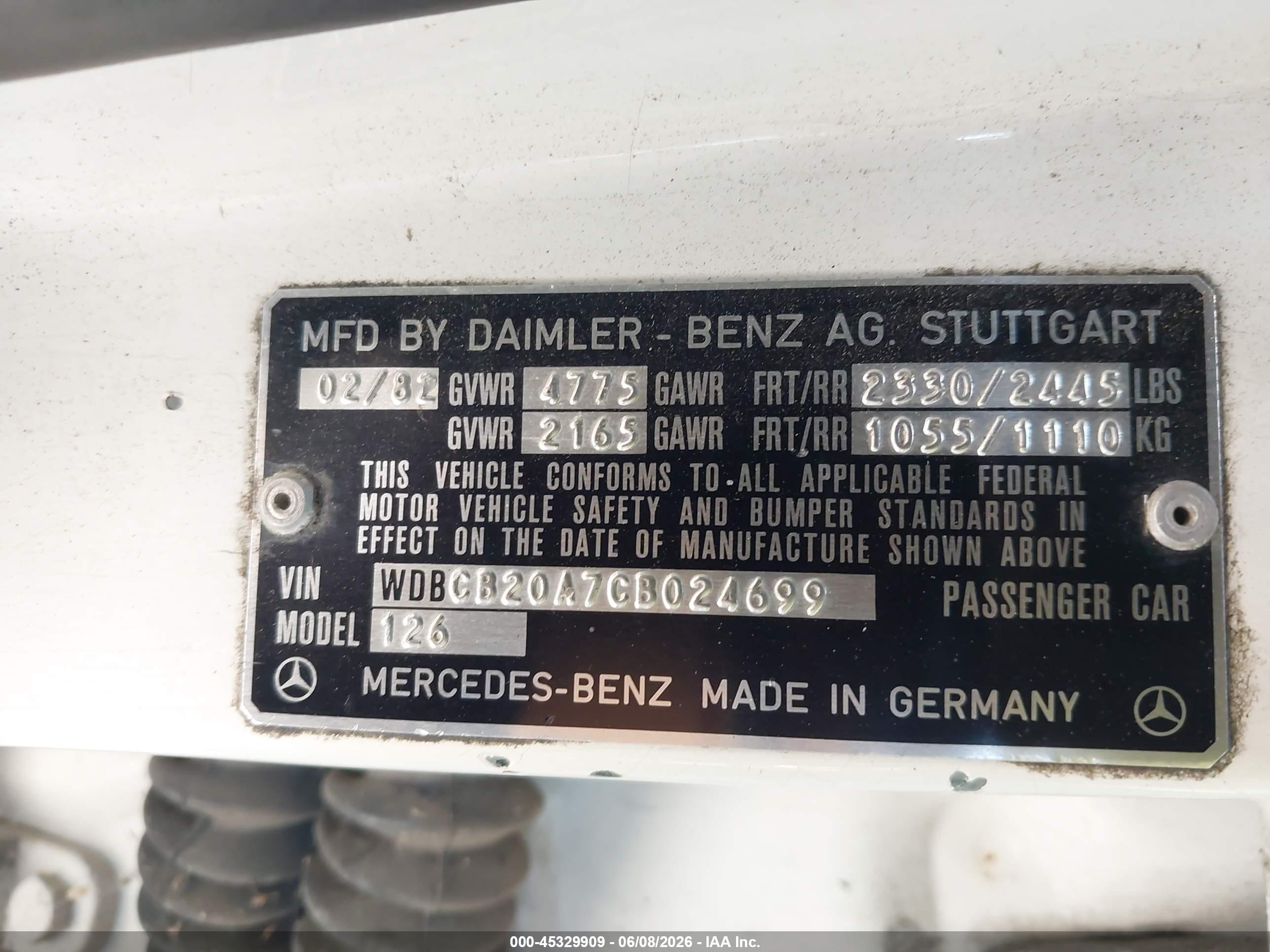 1982 Mercedes-benz 300 Sd White vin: WDBCB20A7CB024699