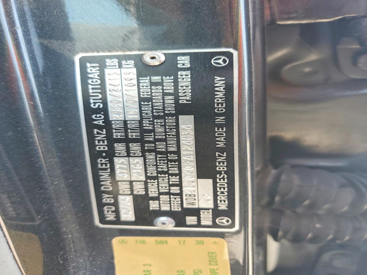 1985 Mercedes-benz 300 Gray vin: WDBCB20C0FA124834