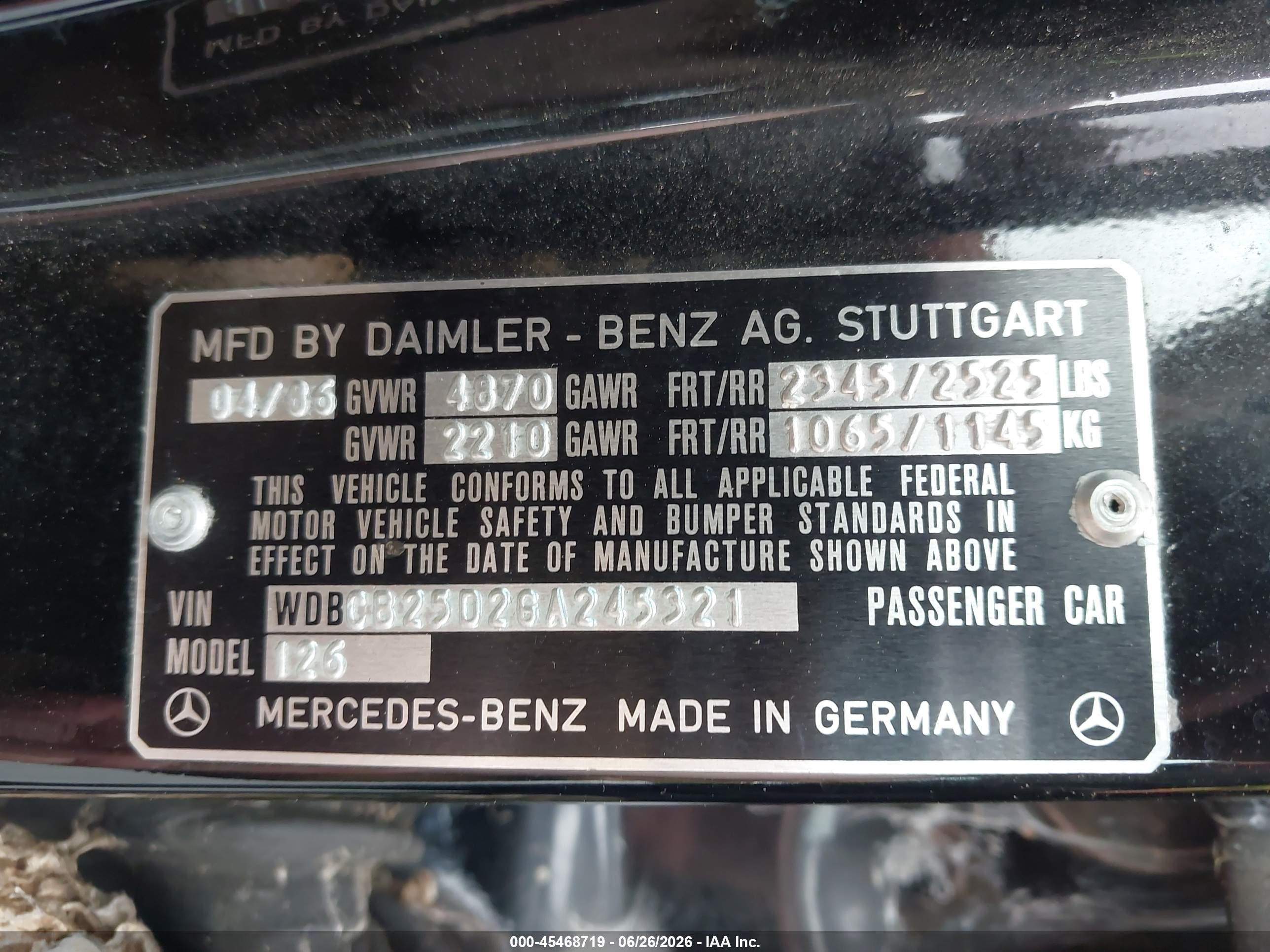 1986 Mercedes-benz 300 Sdl Черный vin: WDBCB25D2GA245321