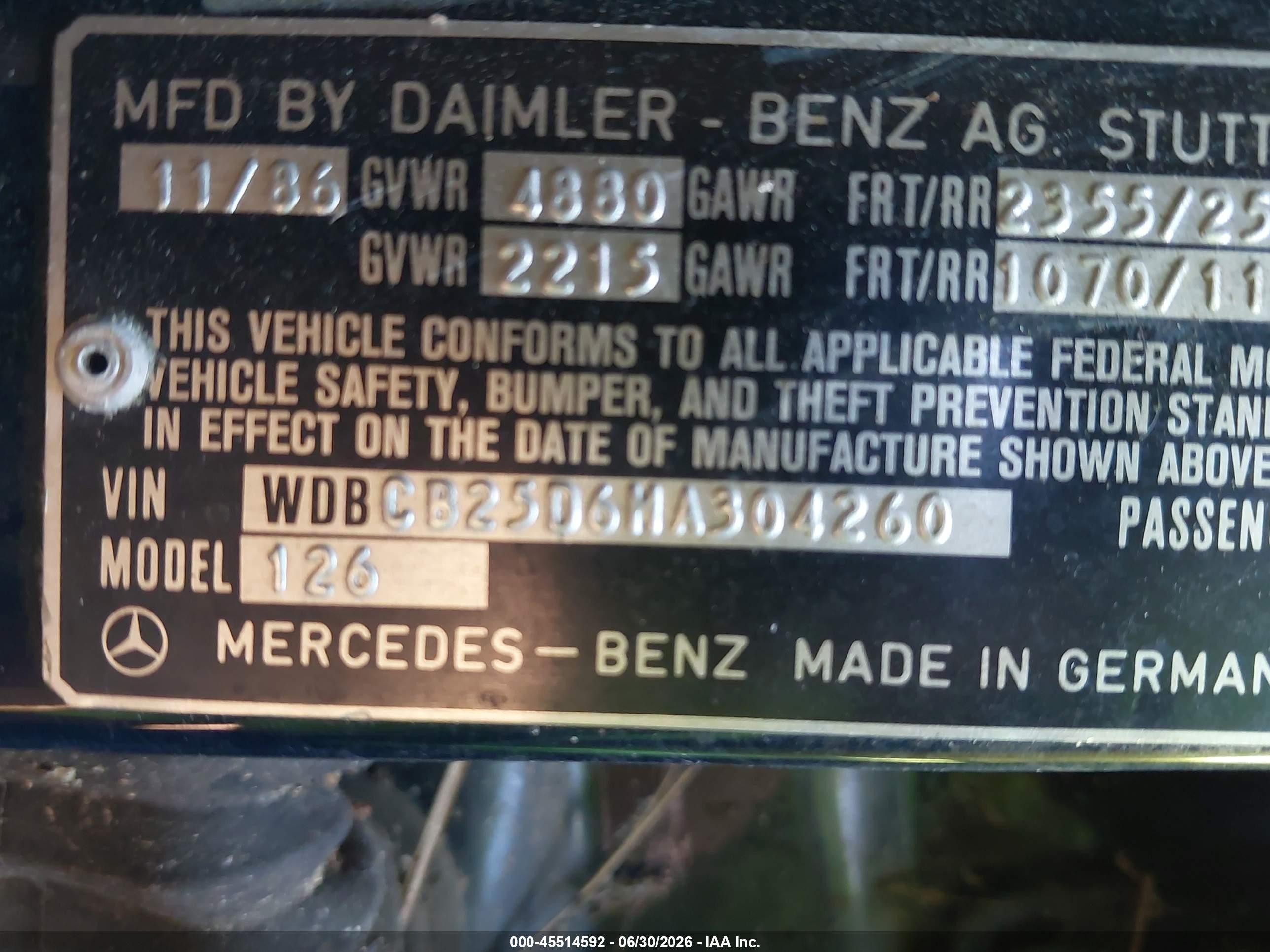 1987 Mercedes-benz 300 Sdl Brown vin: WDBCB25D6HA304260