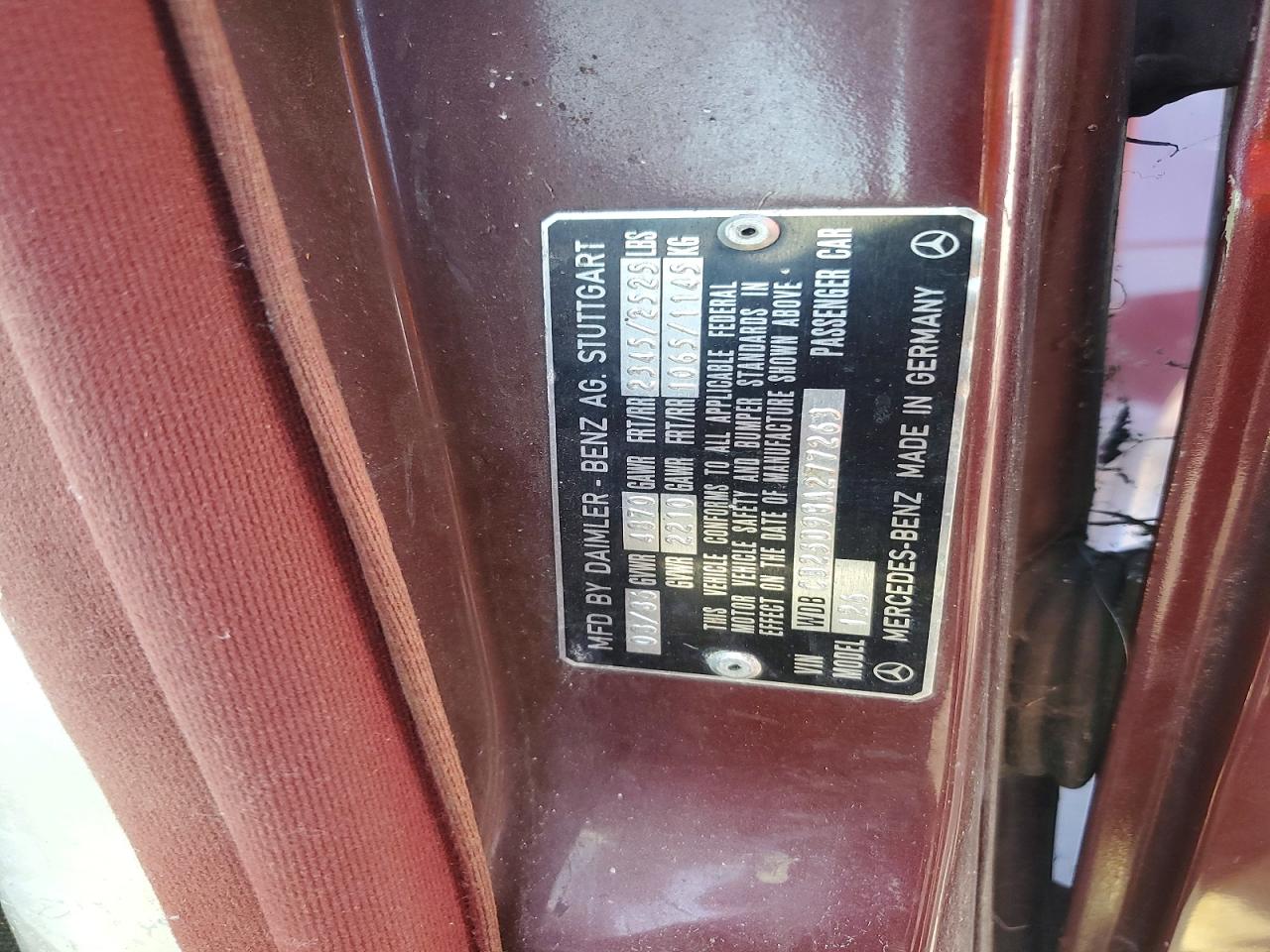 1986 Mercedes-benz 300 Sdl Maroon vin: WDBCB25D9GA277263
