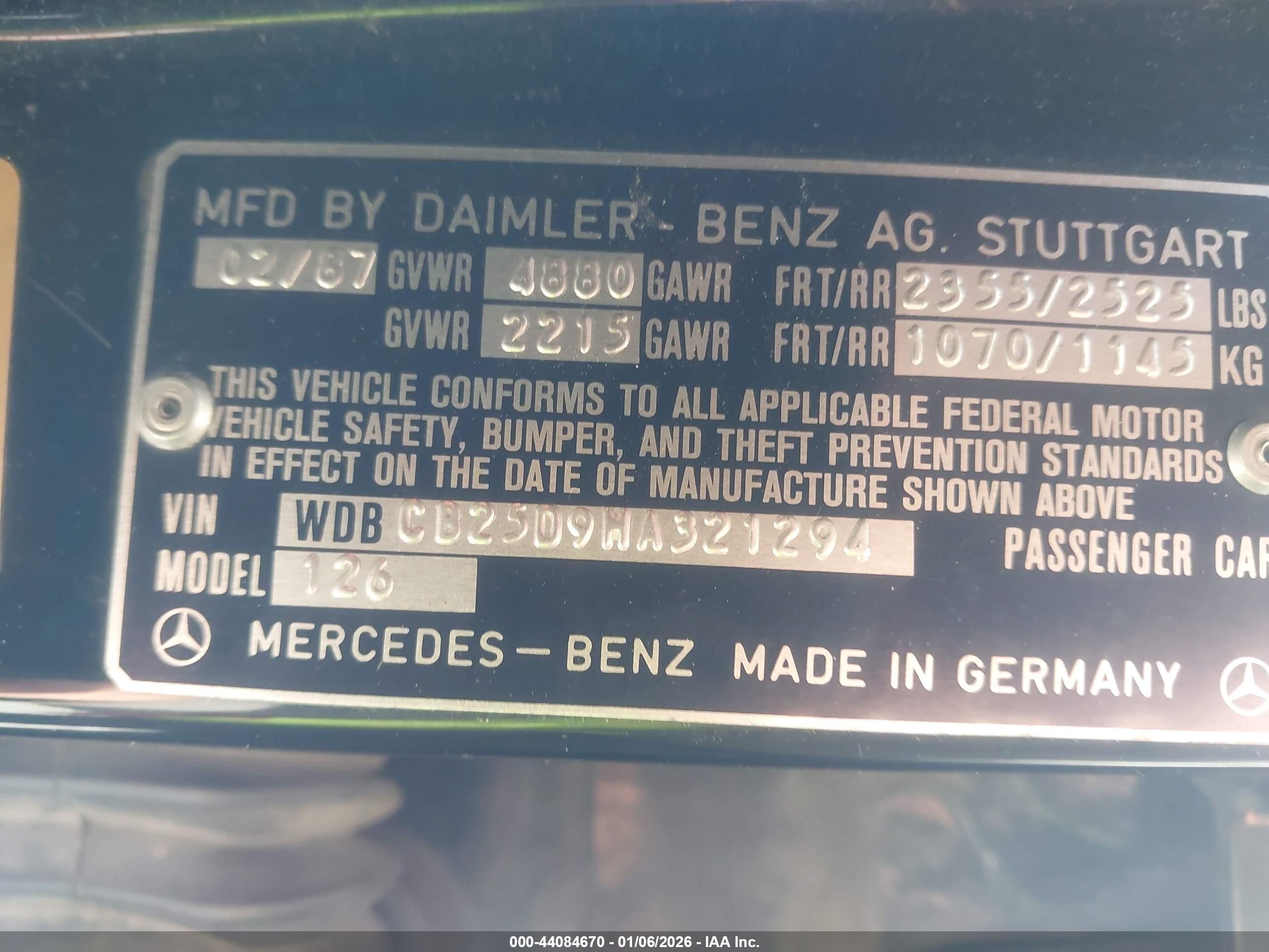 1987 Mercedes-benz 300 Sdl Черный vin: WDBCB25D9HA321294