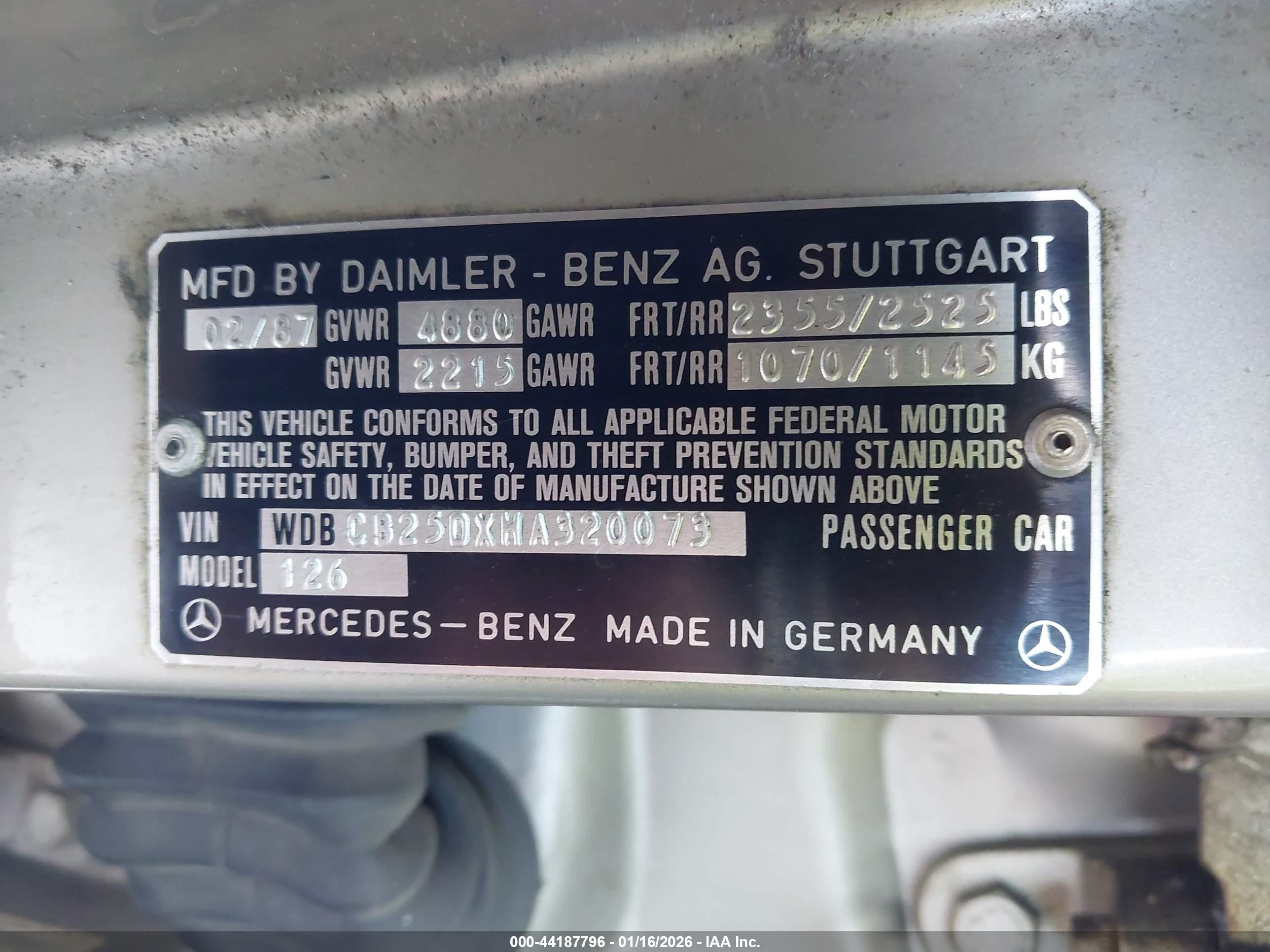 1987 Mercedes-benz 300 Sdl Beige vin: WDBCB25DXHA320073