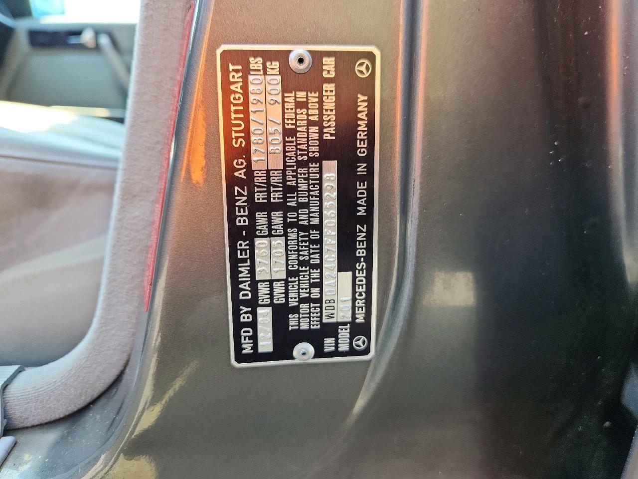 1985 Mercedes-benz 190 E 2.3 Gray vin: WDBDA24C7FF065298