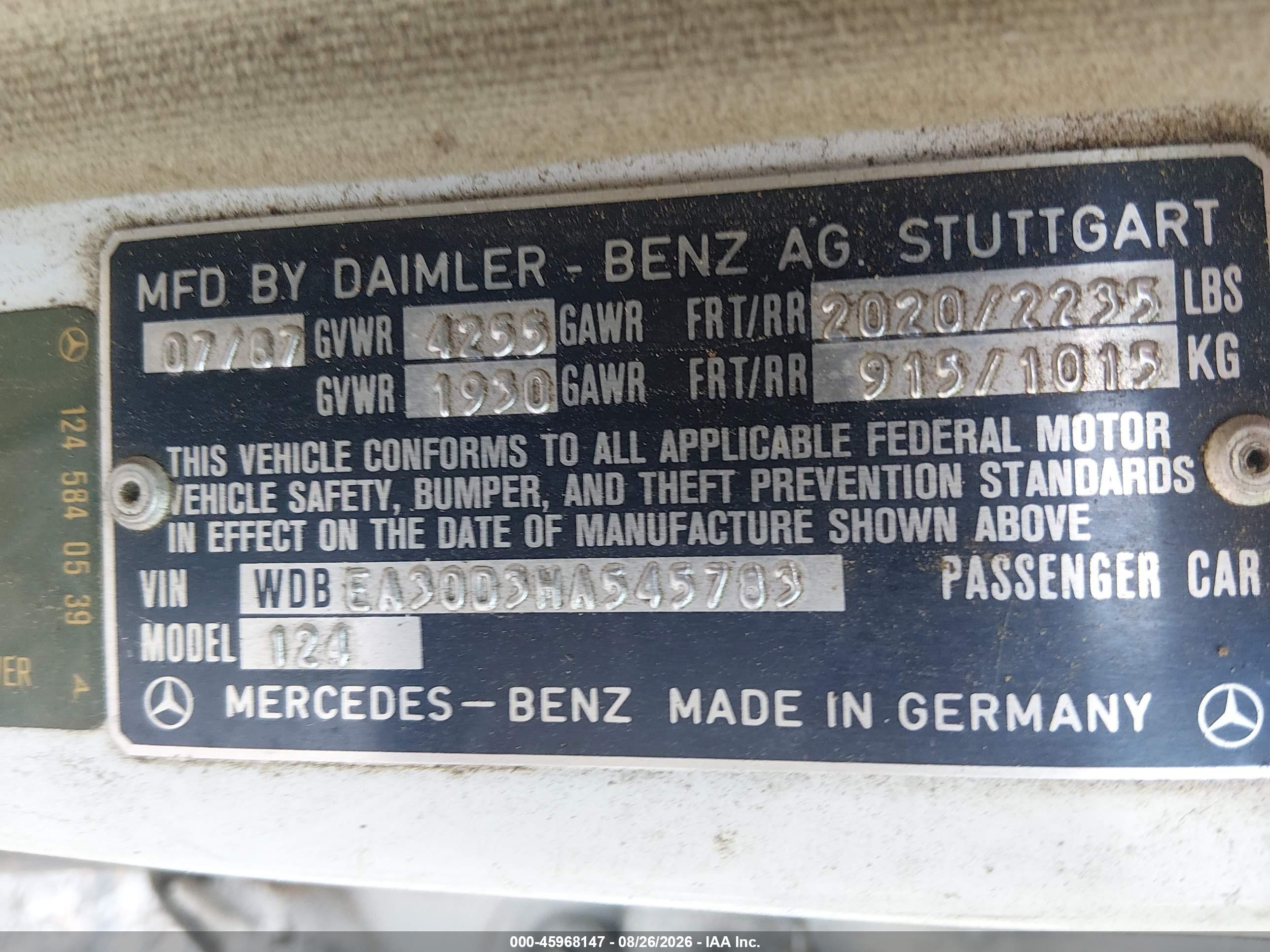 1987 Mercedes-benz 300 E White vin: WDBEA30D3HA545783