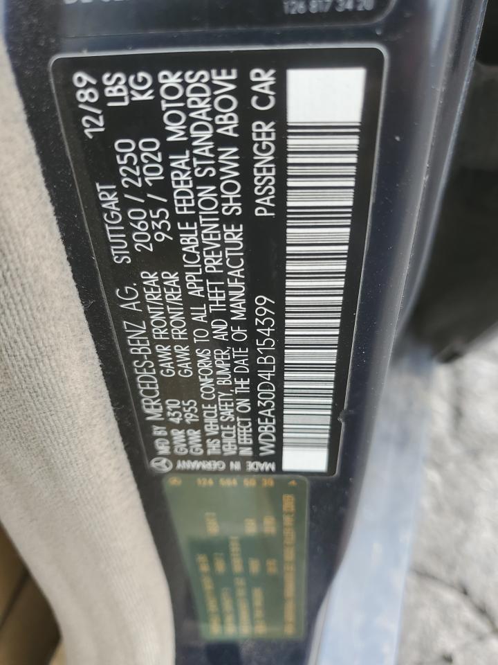 1990 Mercedes-benz 300 E Blue vin: WDBEA30D4LB154399