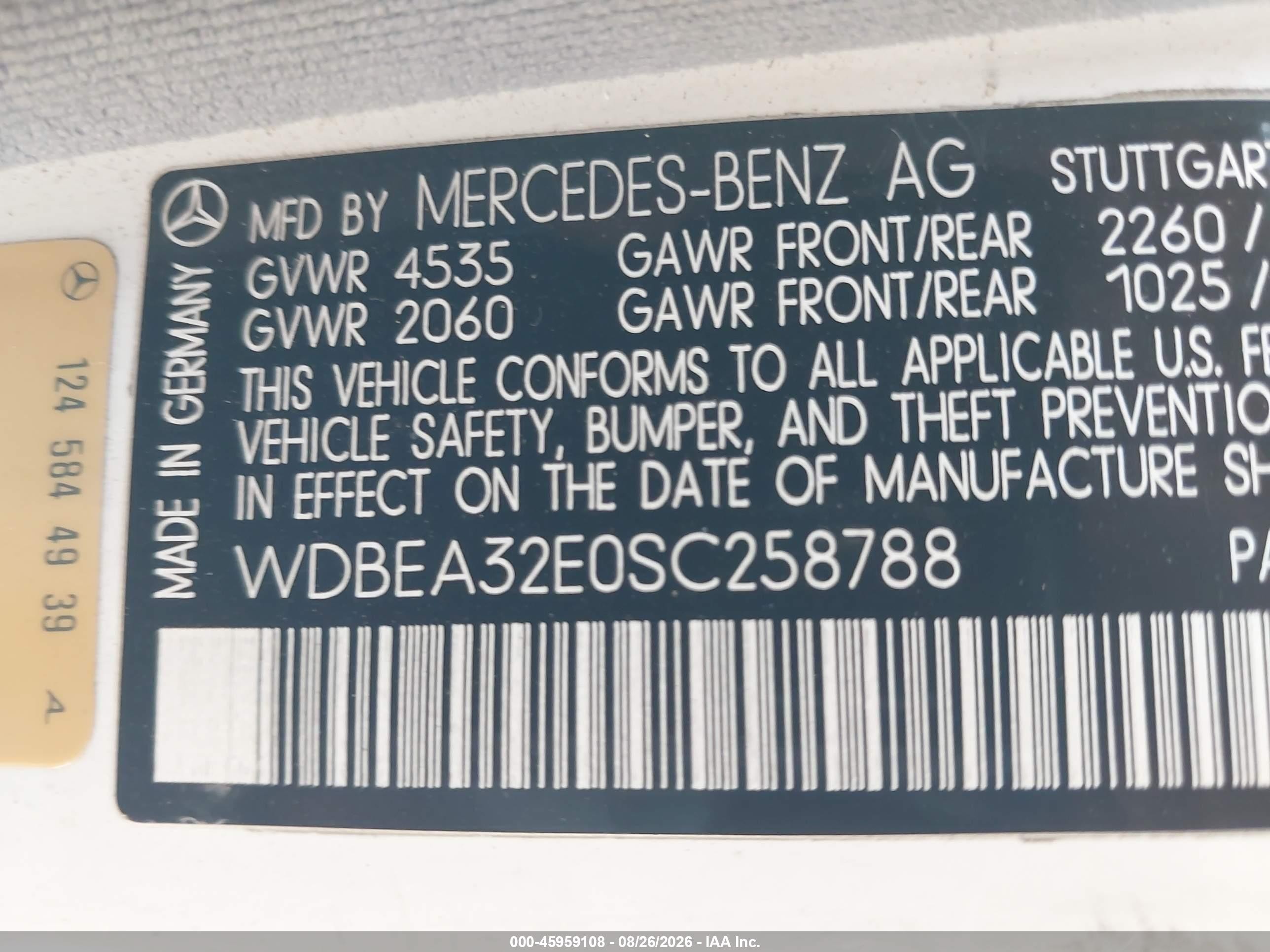 1995 Mercedes-benz E 320 Base/320 Special White vin: WDBEA32E0SC258788