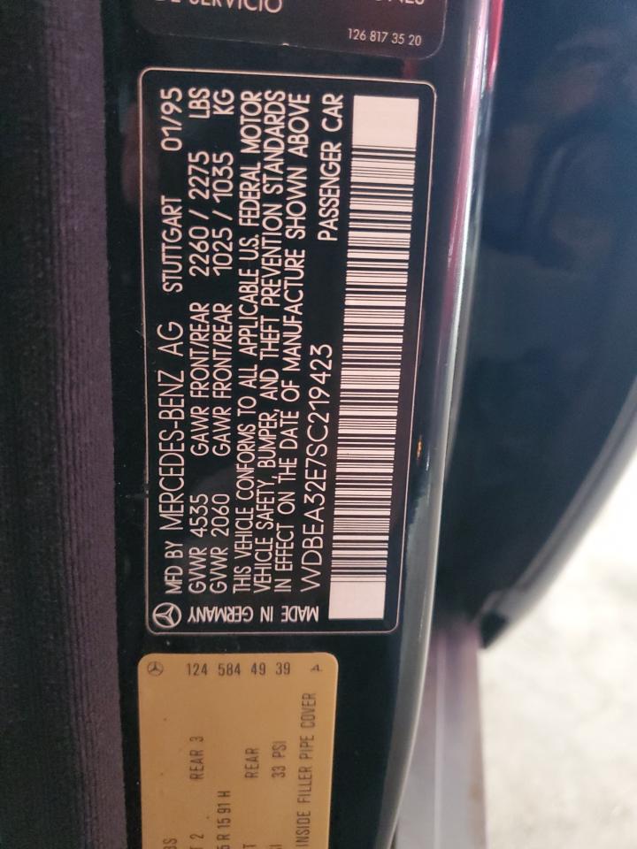 1995 Mercedes-benz E 320 Base Black vin: WDBEA32E7SC219423