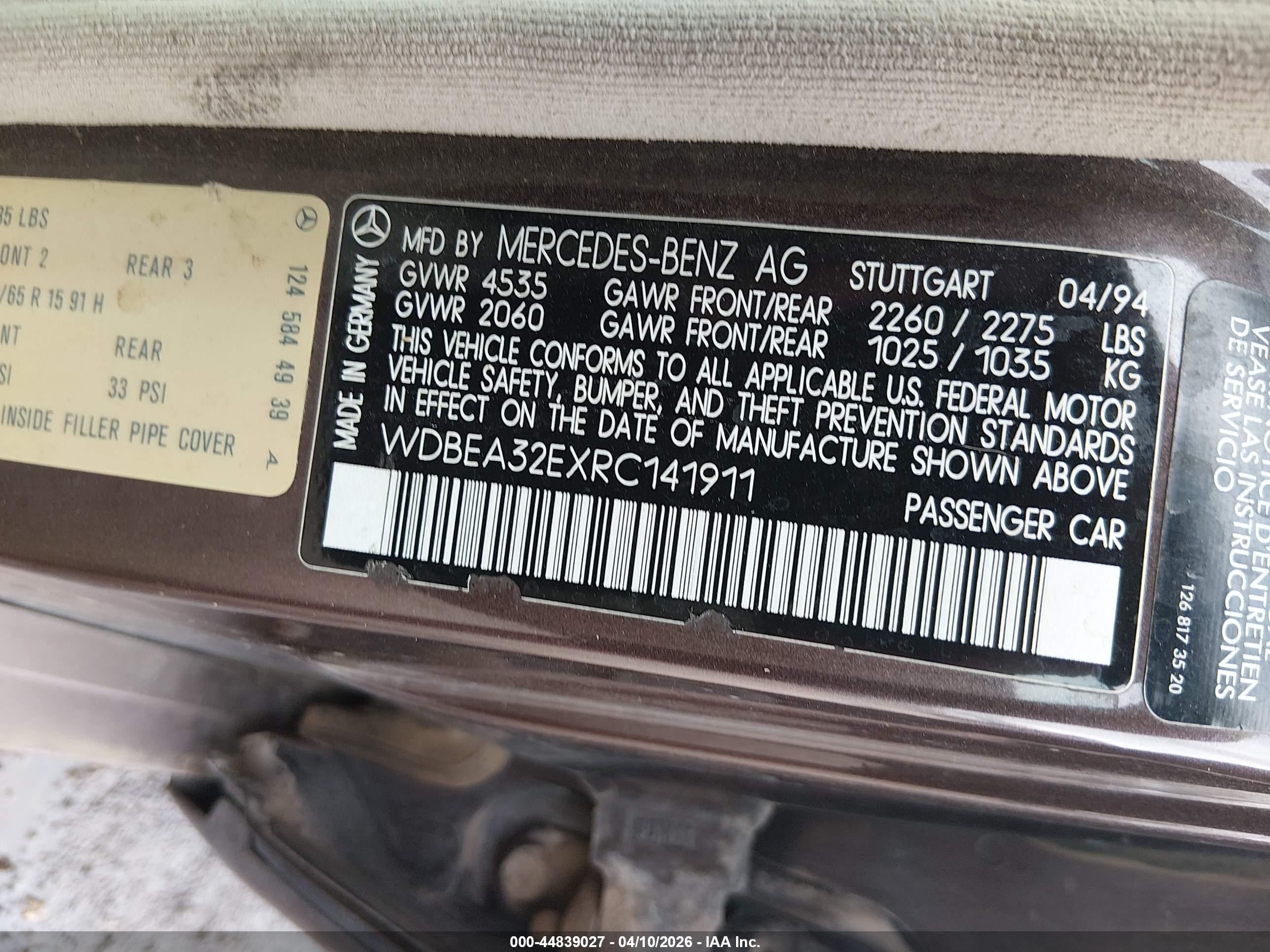 1994 Mercedes-benz E 320 Brown vin: WDBEA32EXRC141911